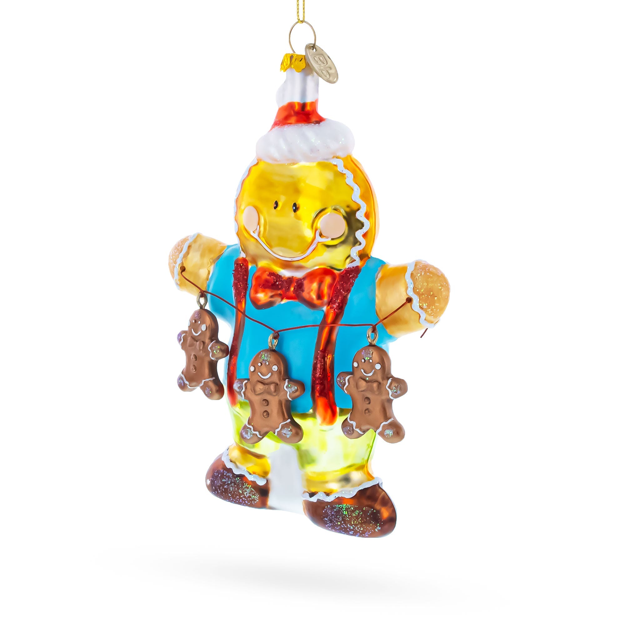 Jolly Gingerbread Man Glass Christmas Ornament