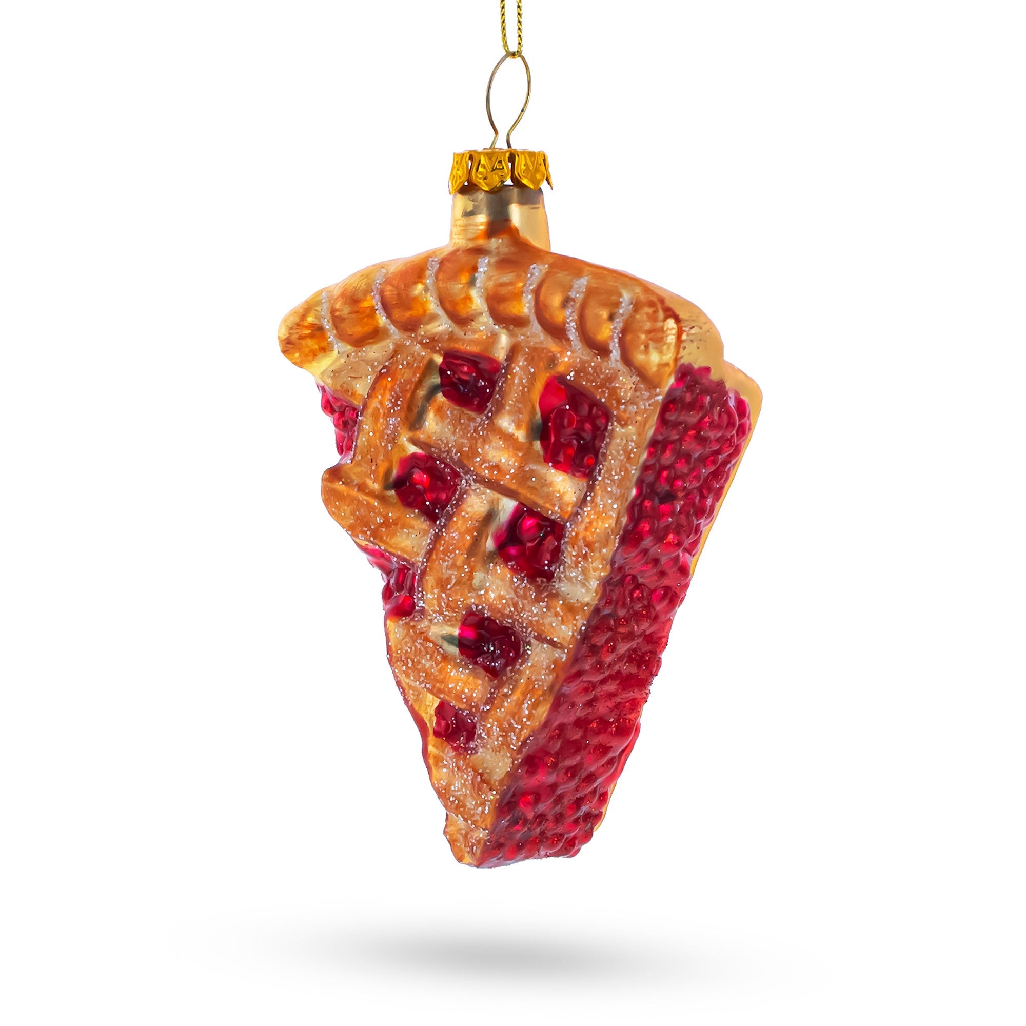Cherry Pie Slice Glass Christmas Ornament