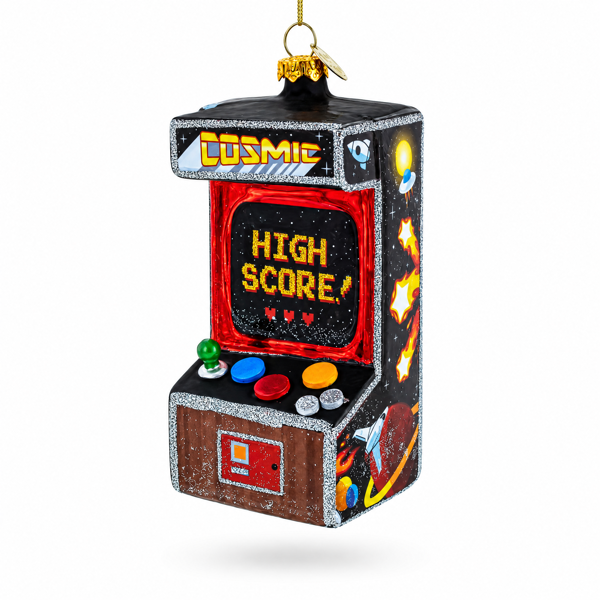 Arcade Game Machine Glass Christmas Ornament