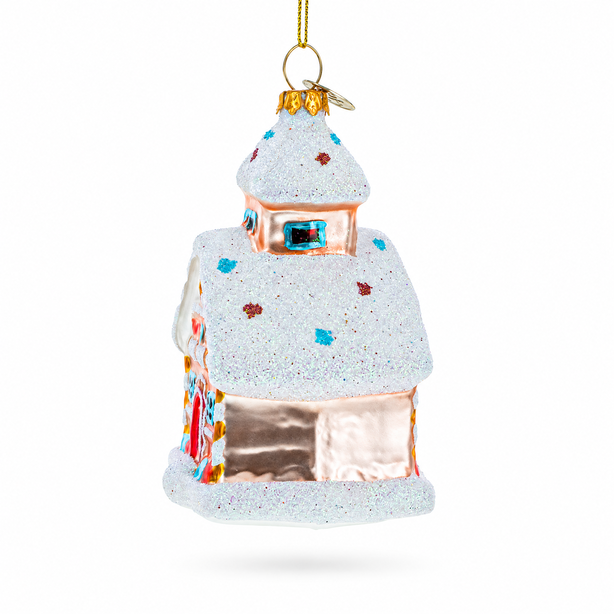 Candy-Coated Gingerbread House Glass Christmas Ornament