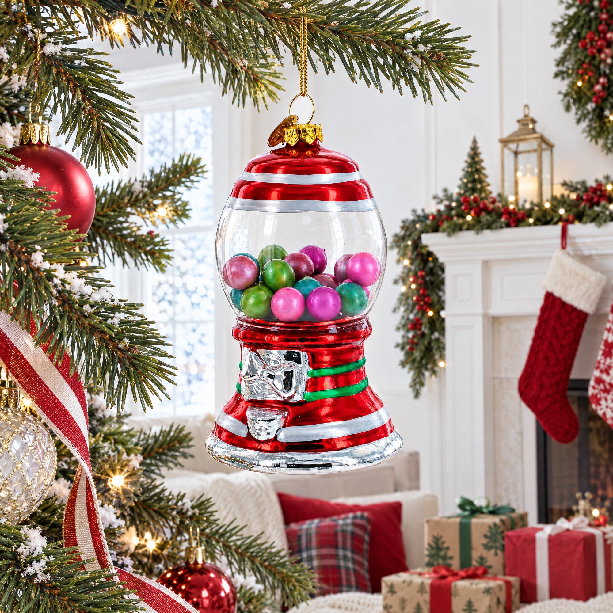 Gumball Machine Glass Christmas Ornament
