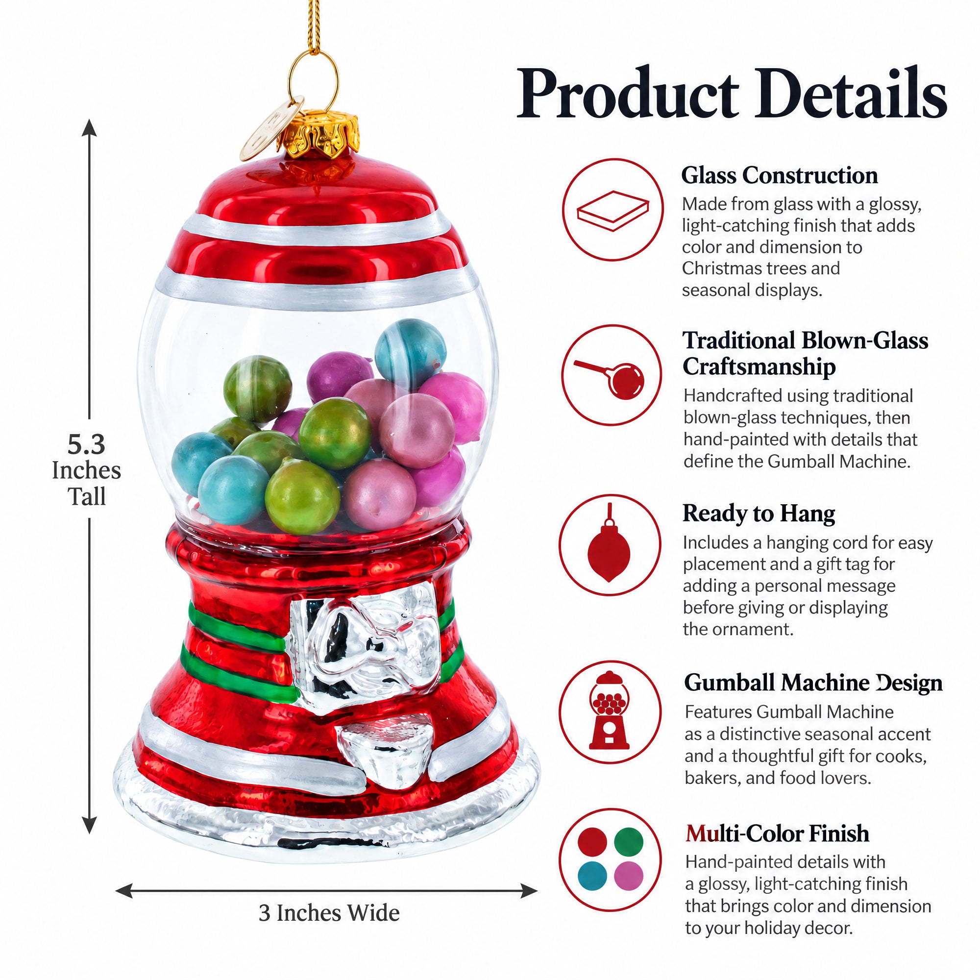Gumball Machine Glass Christmas Ornament