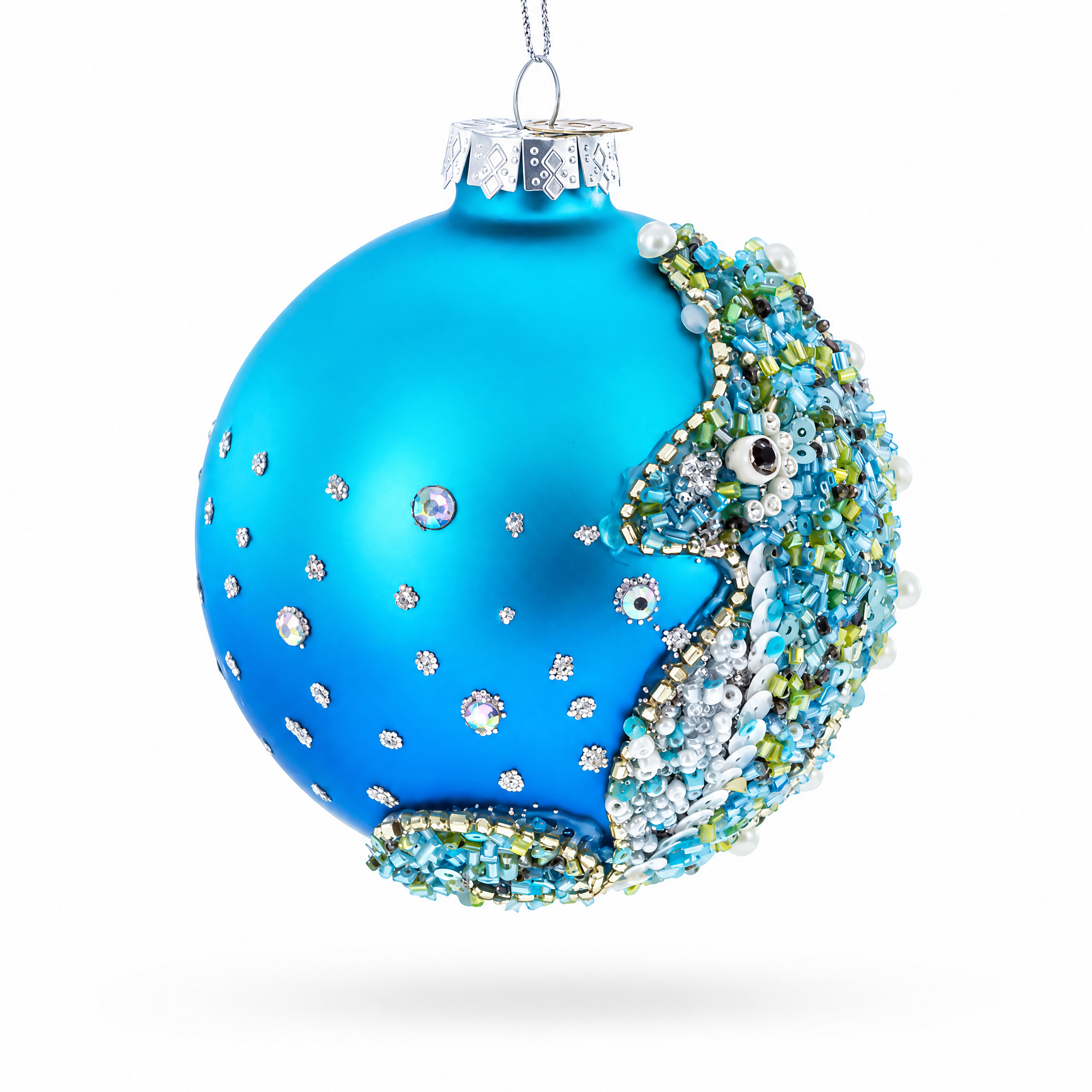 Beaded Seahorse Ocean Glass Ball Christmas Ornament