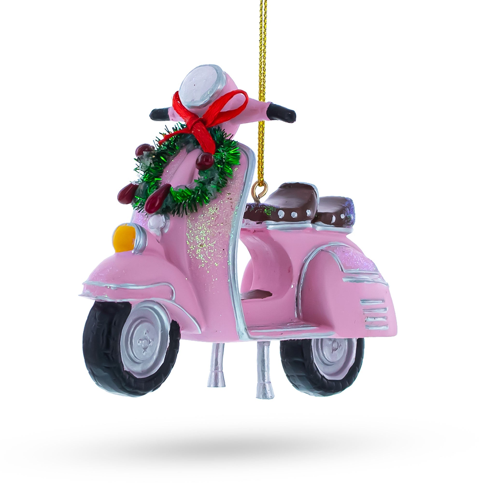 Retro Scooter with Festive Wreath Christmas Ornament