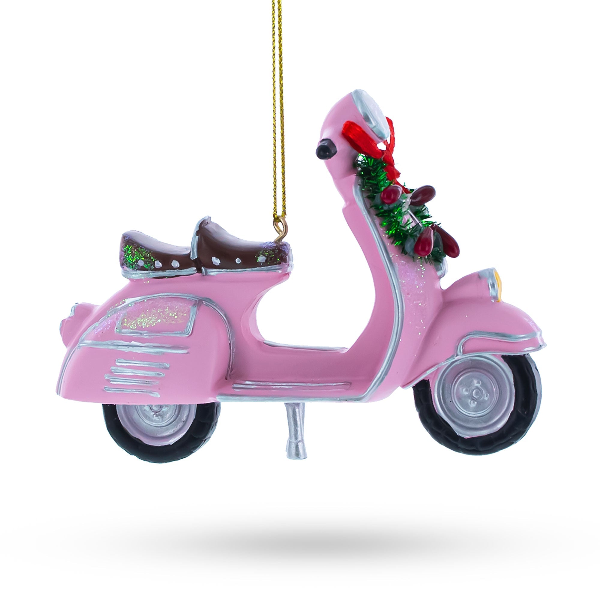 Retro Scooter with Festive Wreath Christmas Ornament