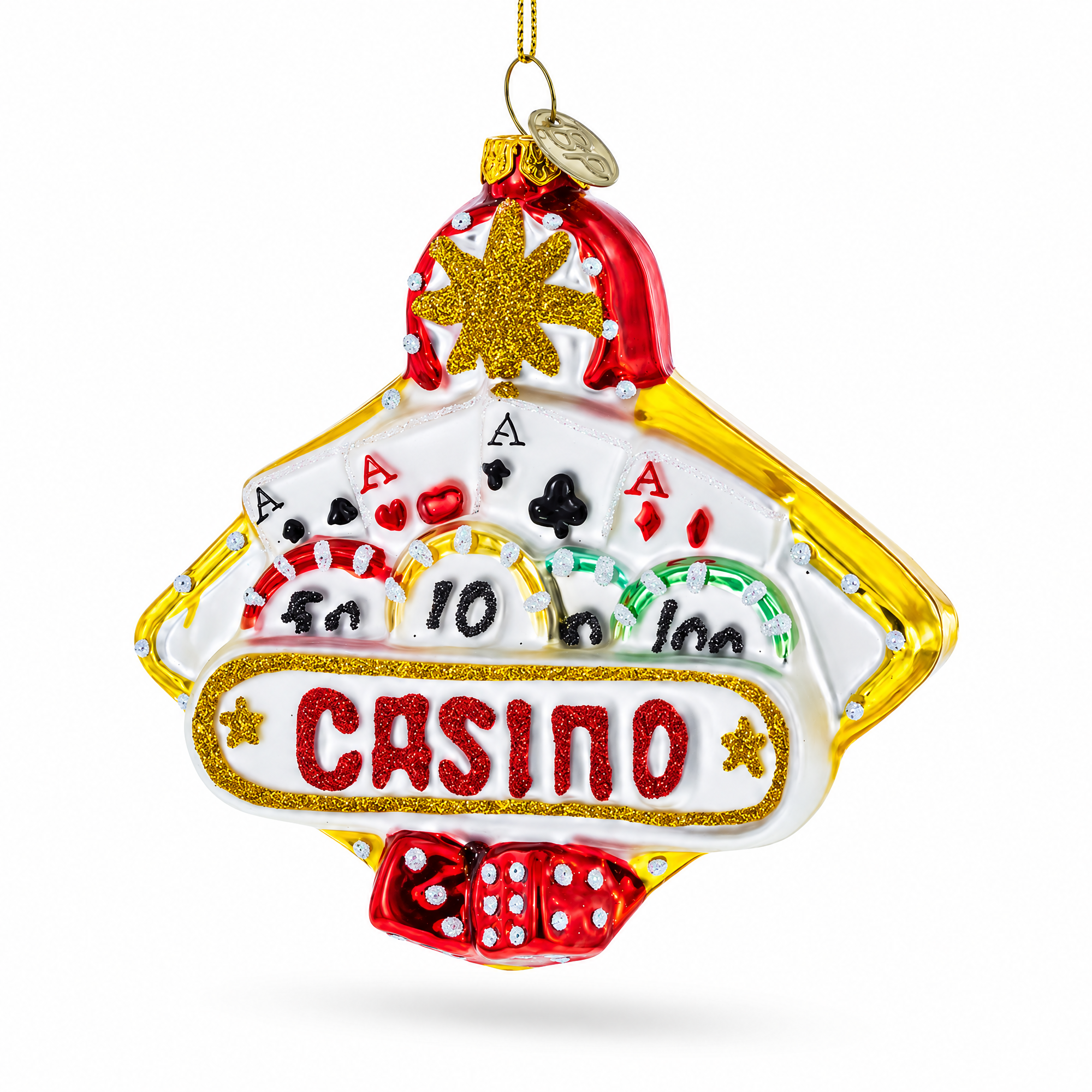 Casino Sign Glass Christmas Ornament