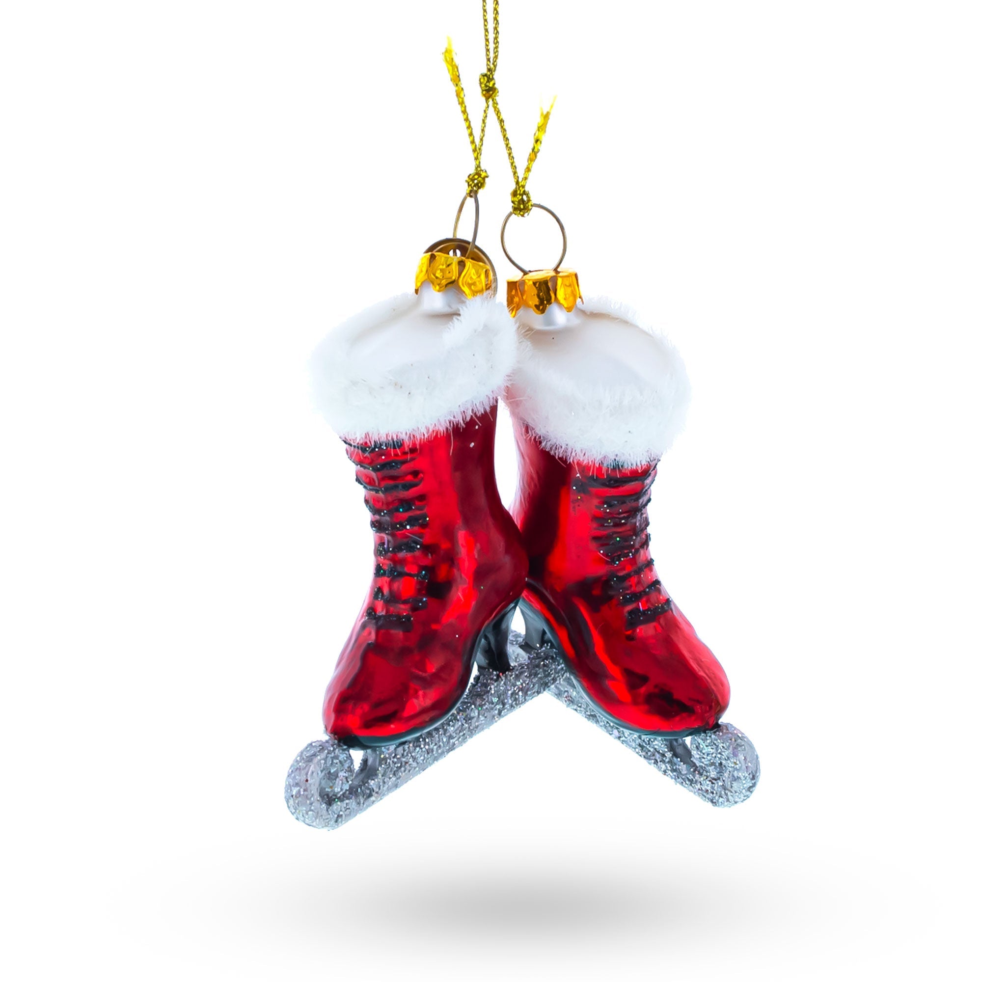 Red Skates Glass Christmas Ornament