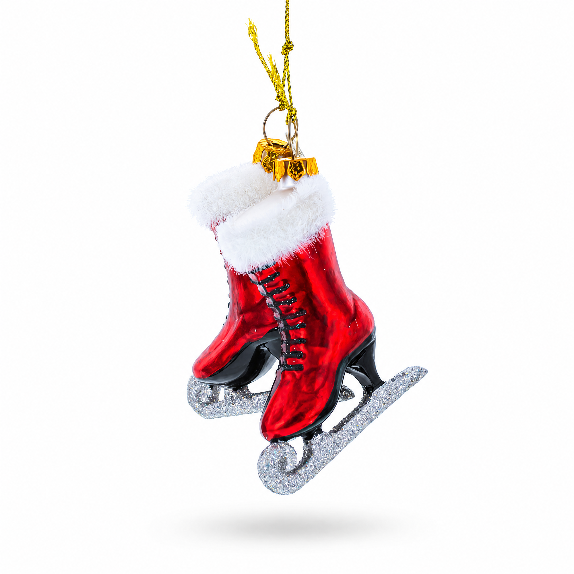 Red Skates Glass Christmas Ornament