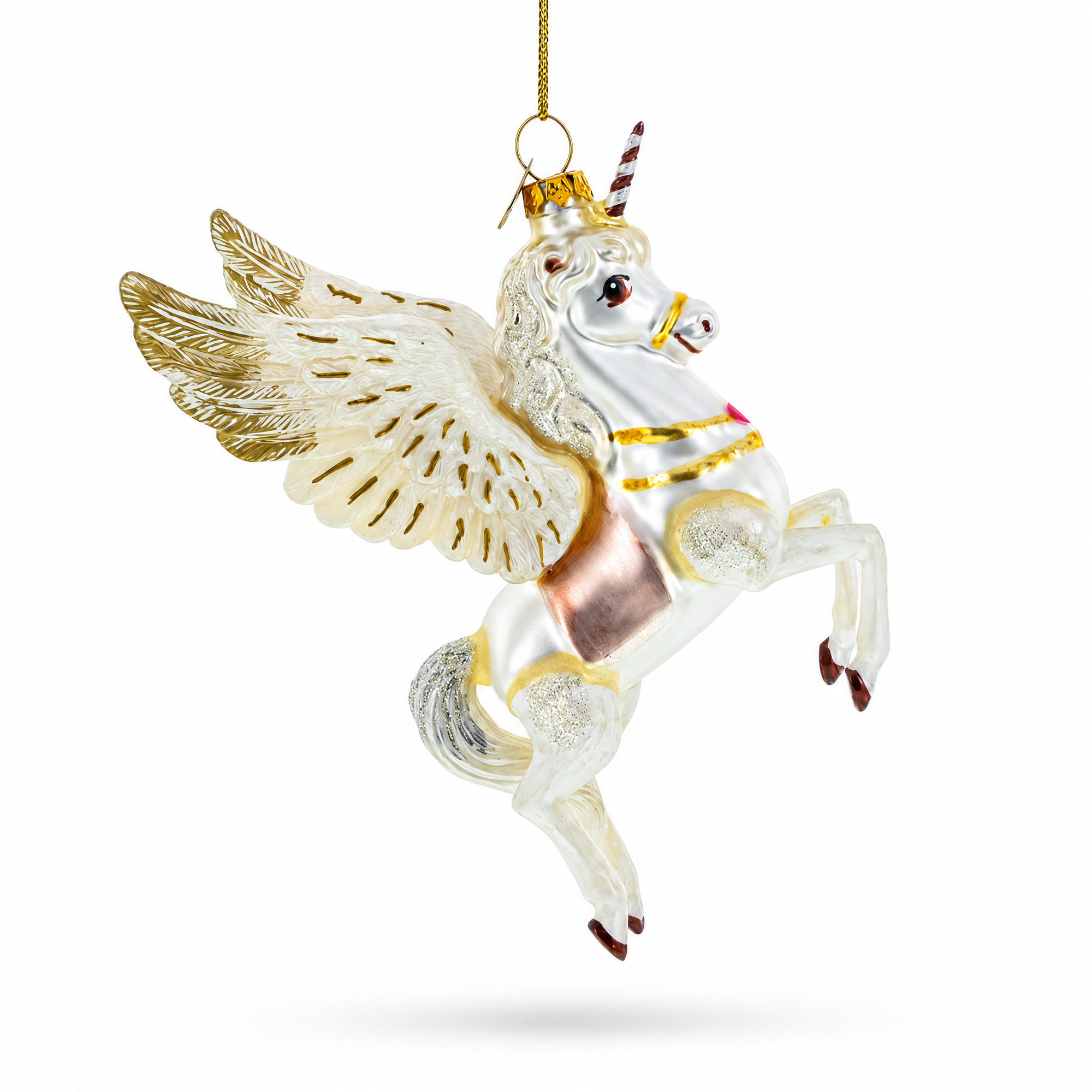 White Unicorn Glass Christmas Ornament