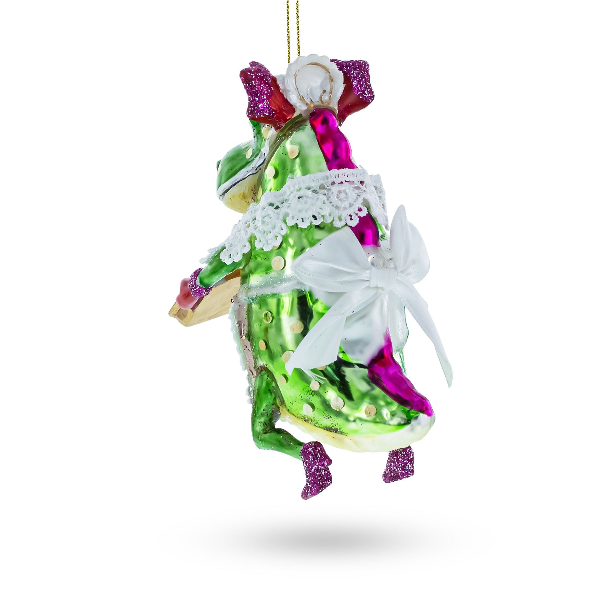 Cookie-Bearing Dragon Delight Glass Christmas Ornament