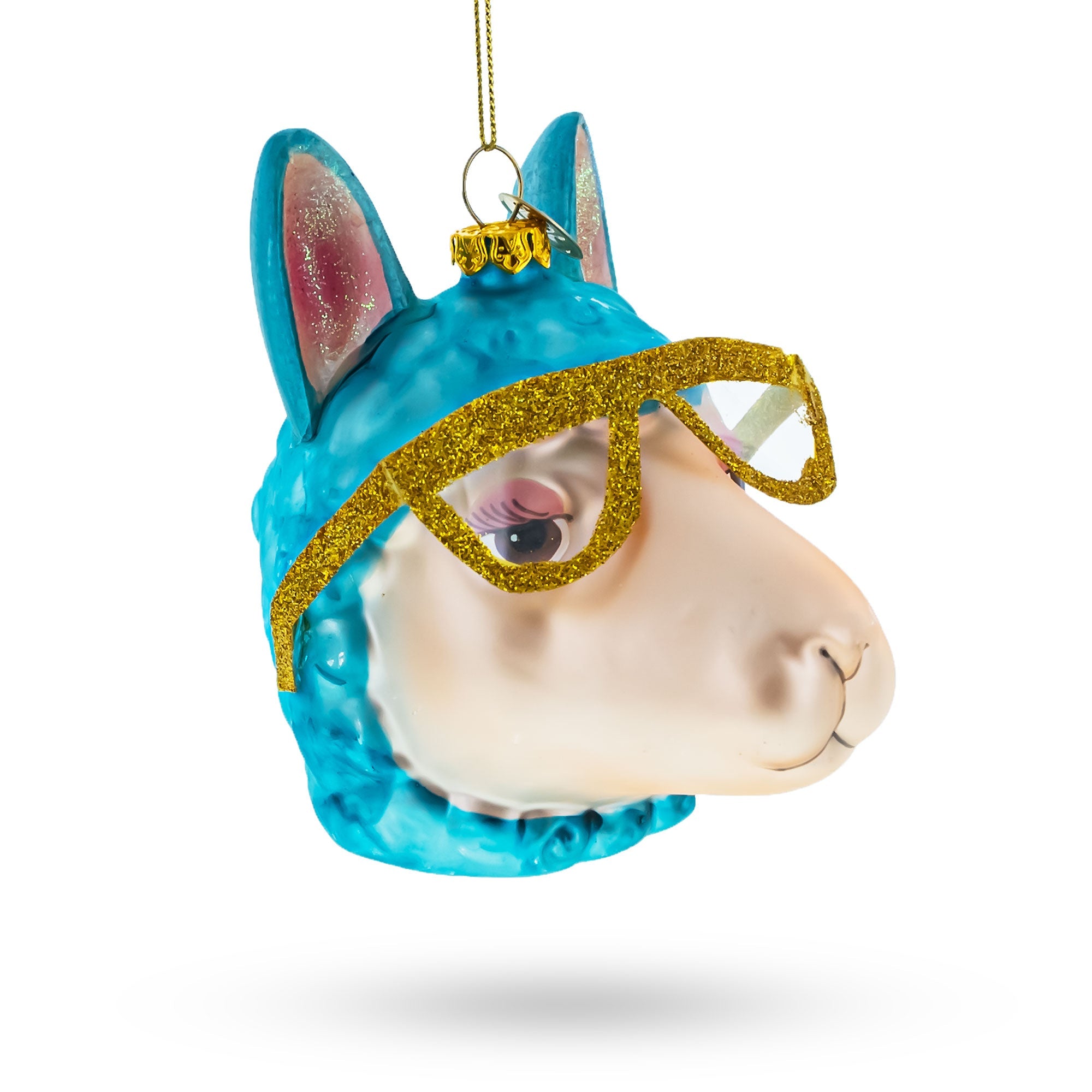 Lama Rocking Funky Glasses Glass Christmas Ornament