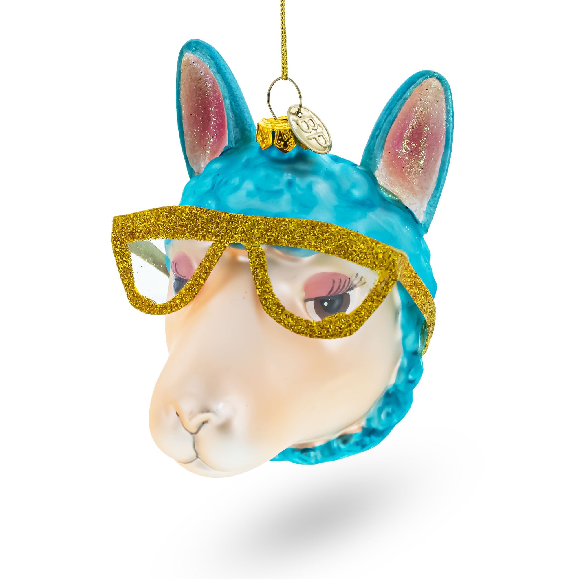 Lama Rocking Funky Glasses Glass Christmas Ornament