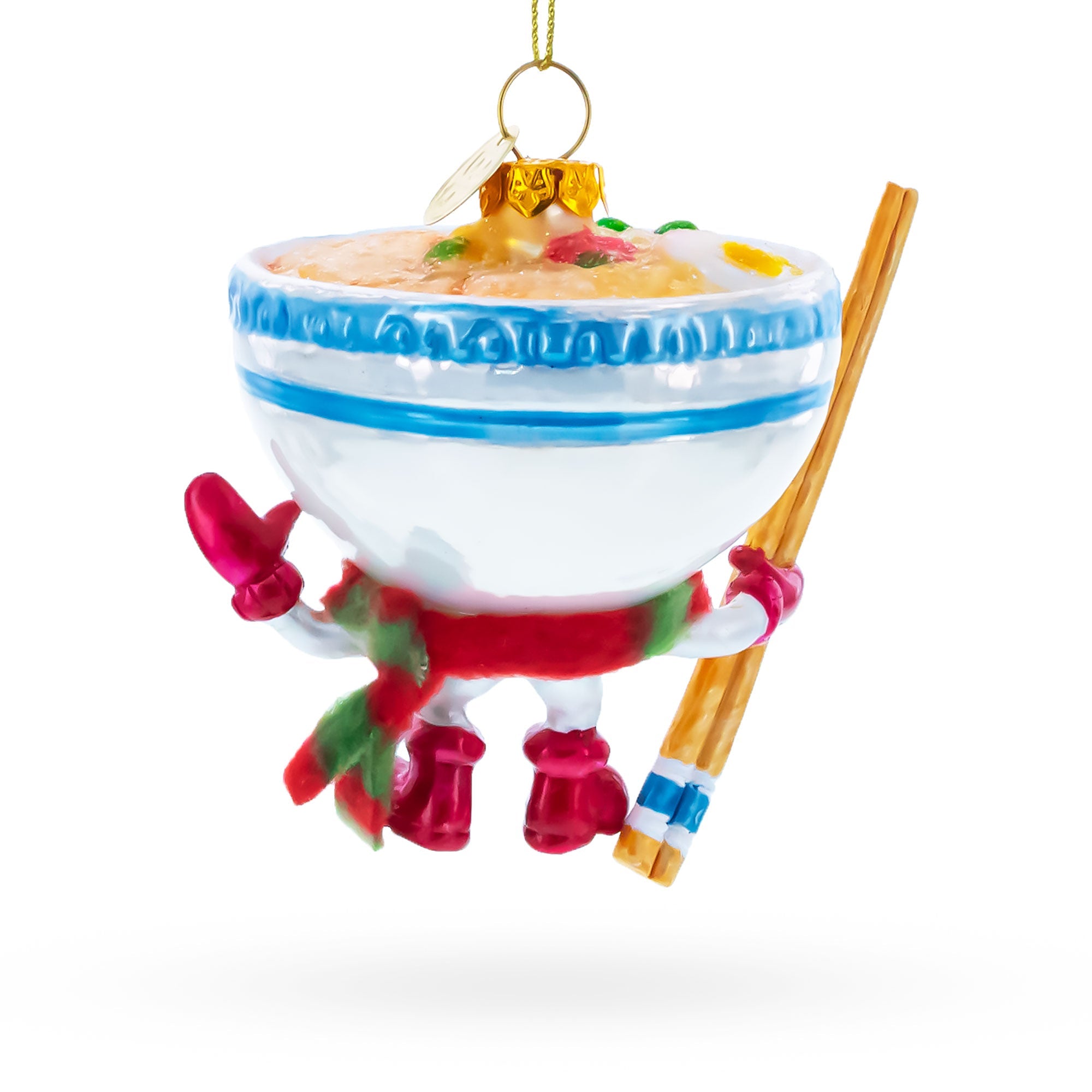 Ramen Bowl with Chopsticks Glass Christmas Ornament