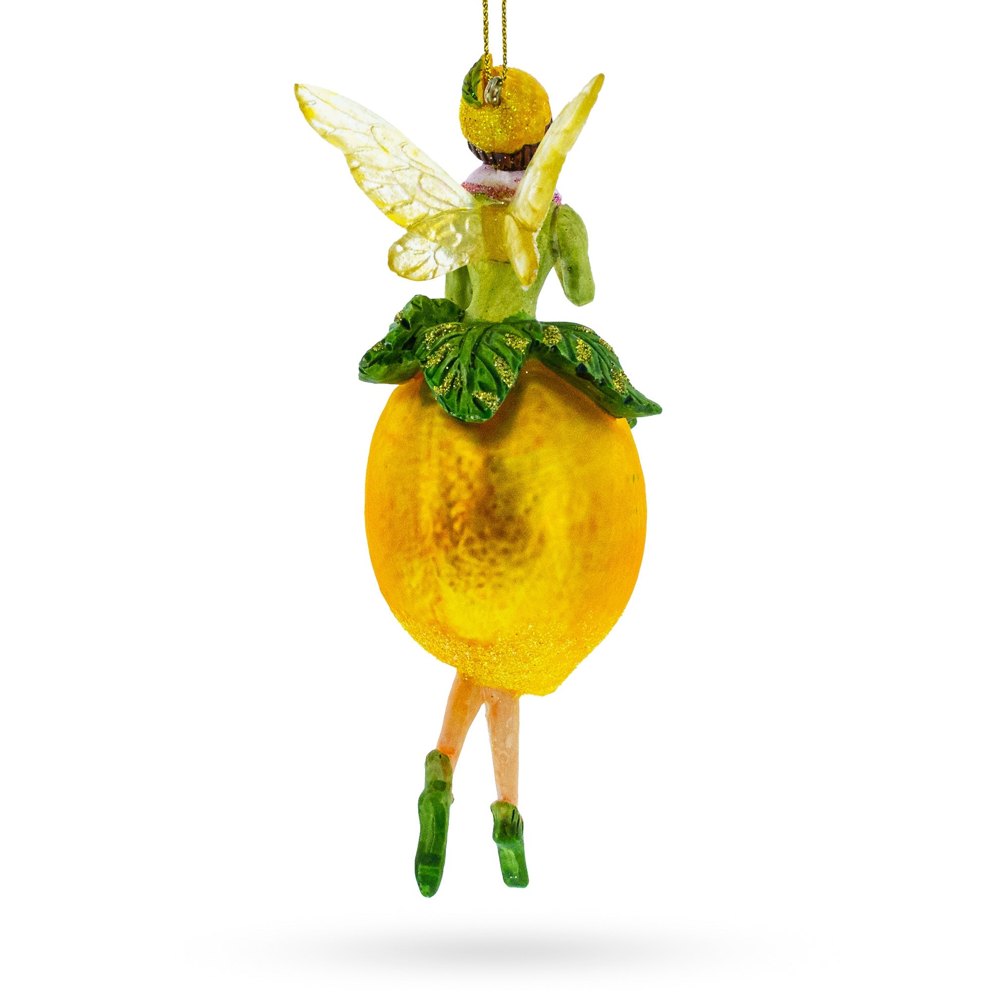 Enchanting Citrus Lemon Fairy Glass Christmas Ornament