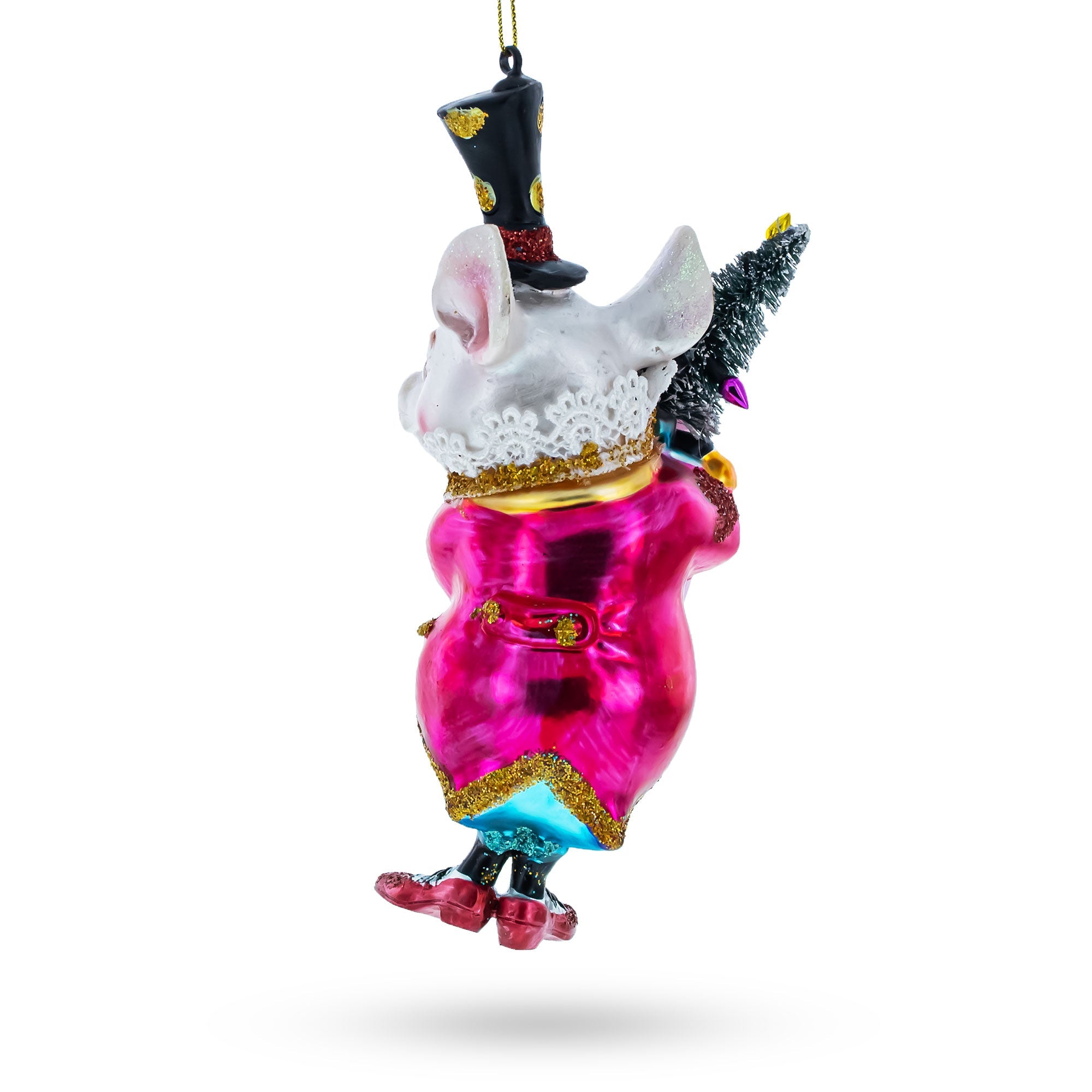 Vintage-Style Dapper Pig Glass Christmas Ornament