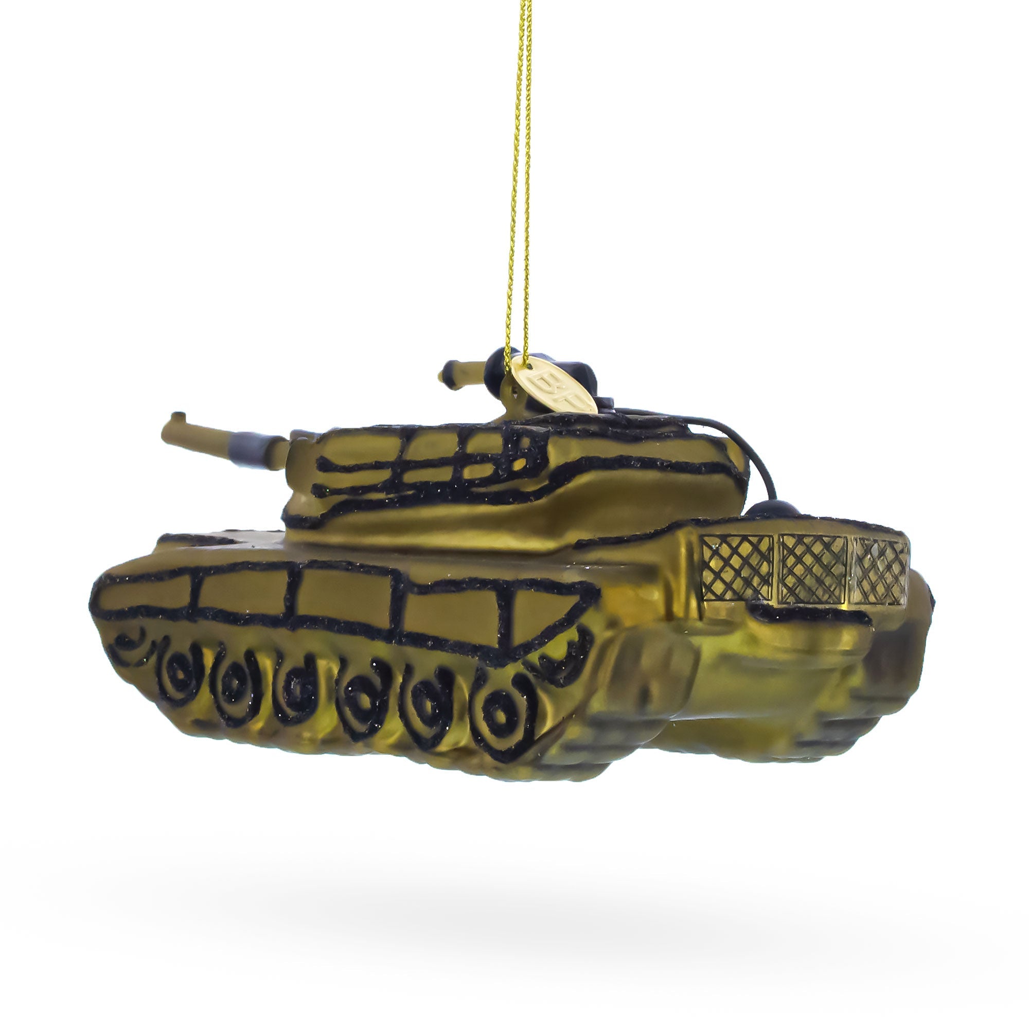 Military Army Tank Glass Christmas Ornament