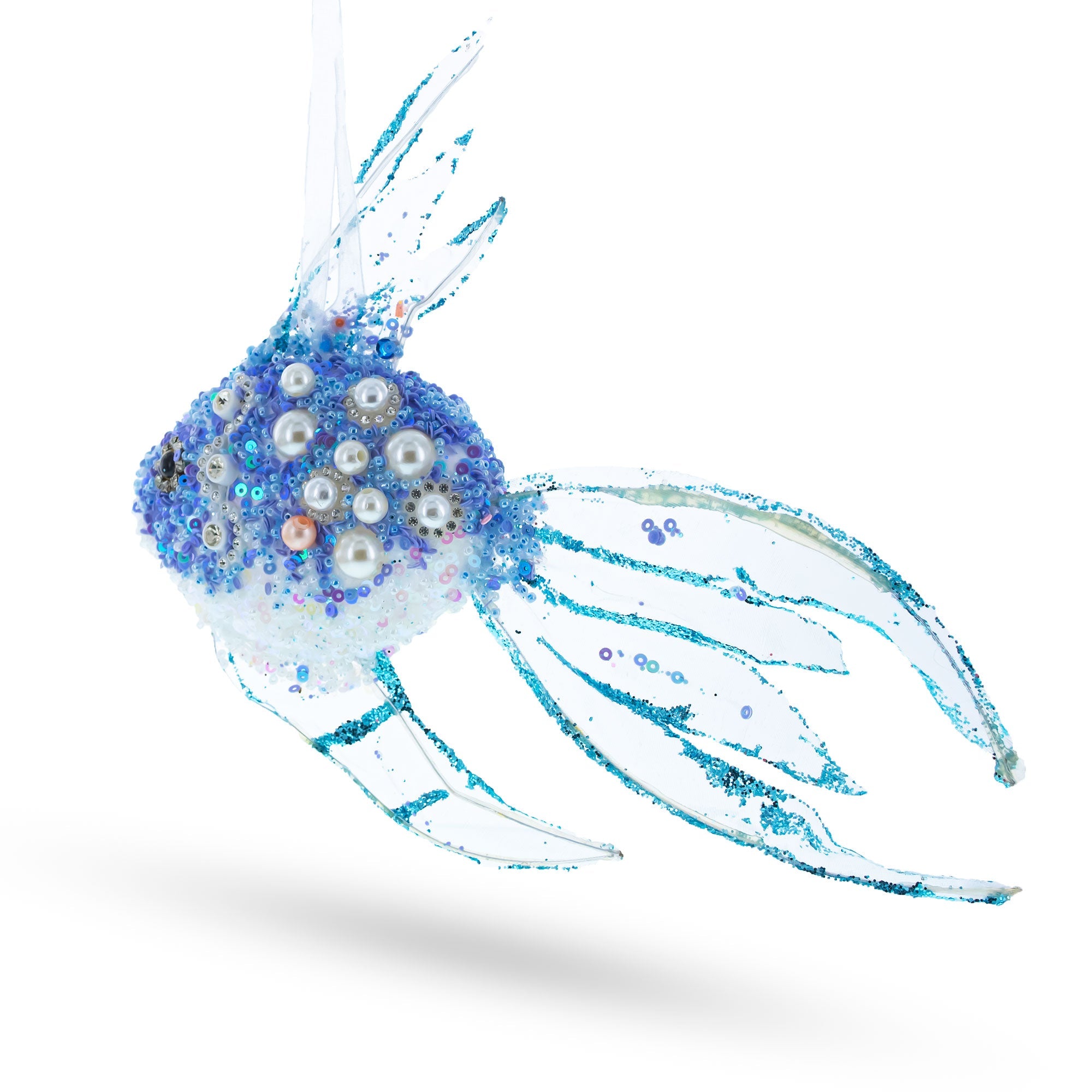 Blue Fish Glass Christmas Ornament