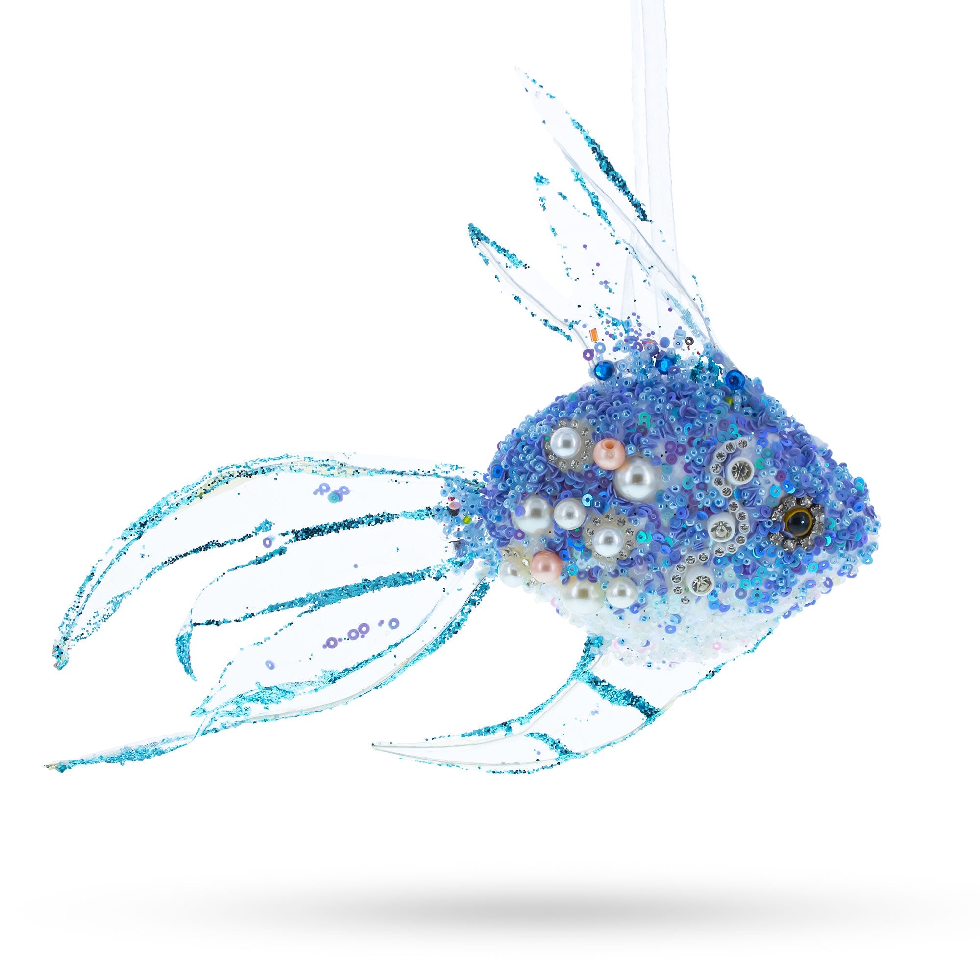 Blue Fish Glass Christmas Ornament