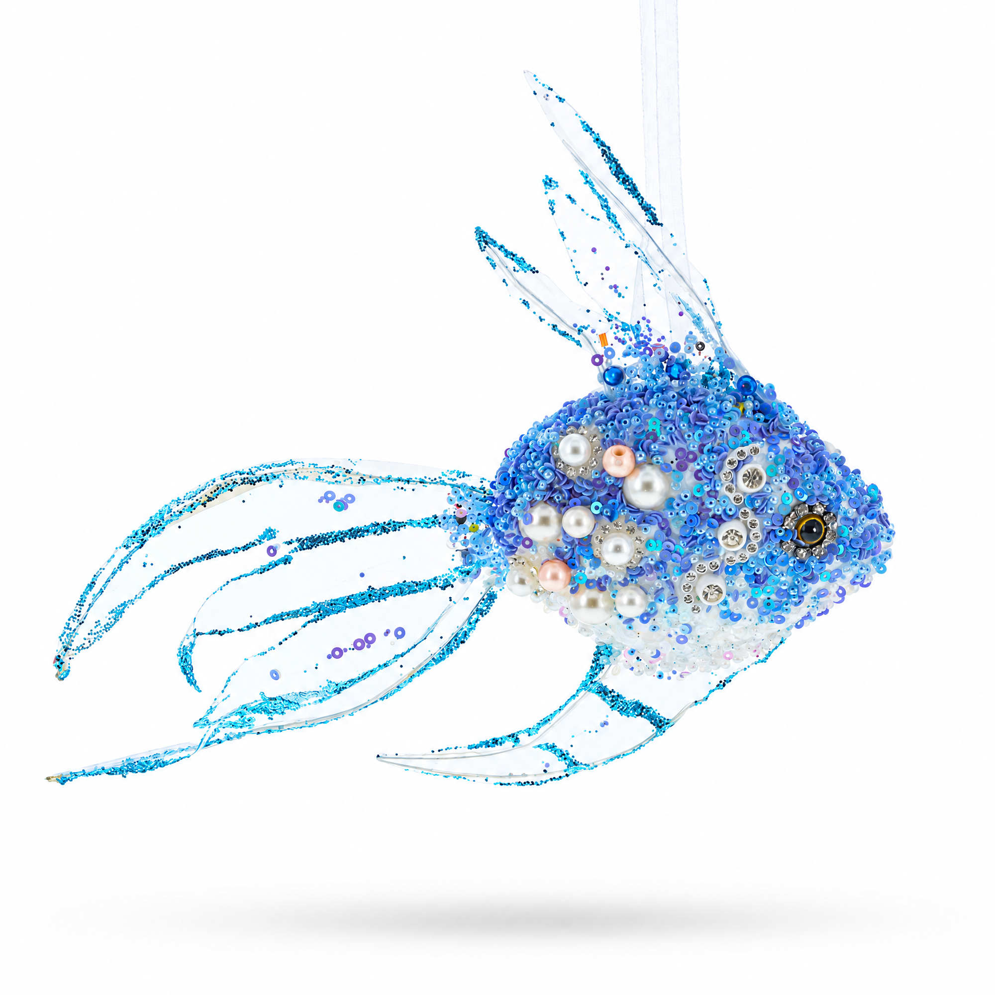 Blue Fish Glass Christmas Ornament
