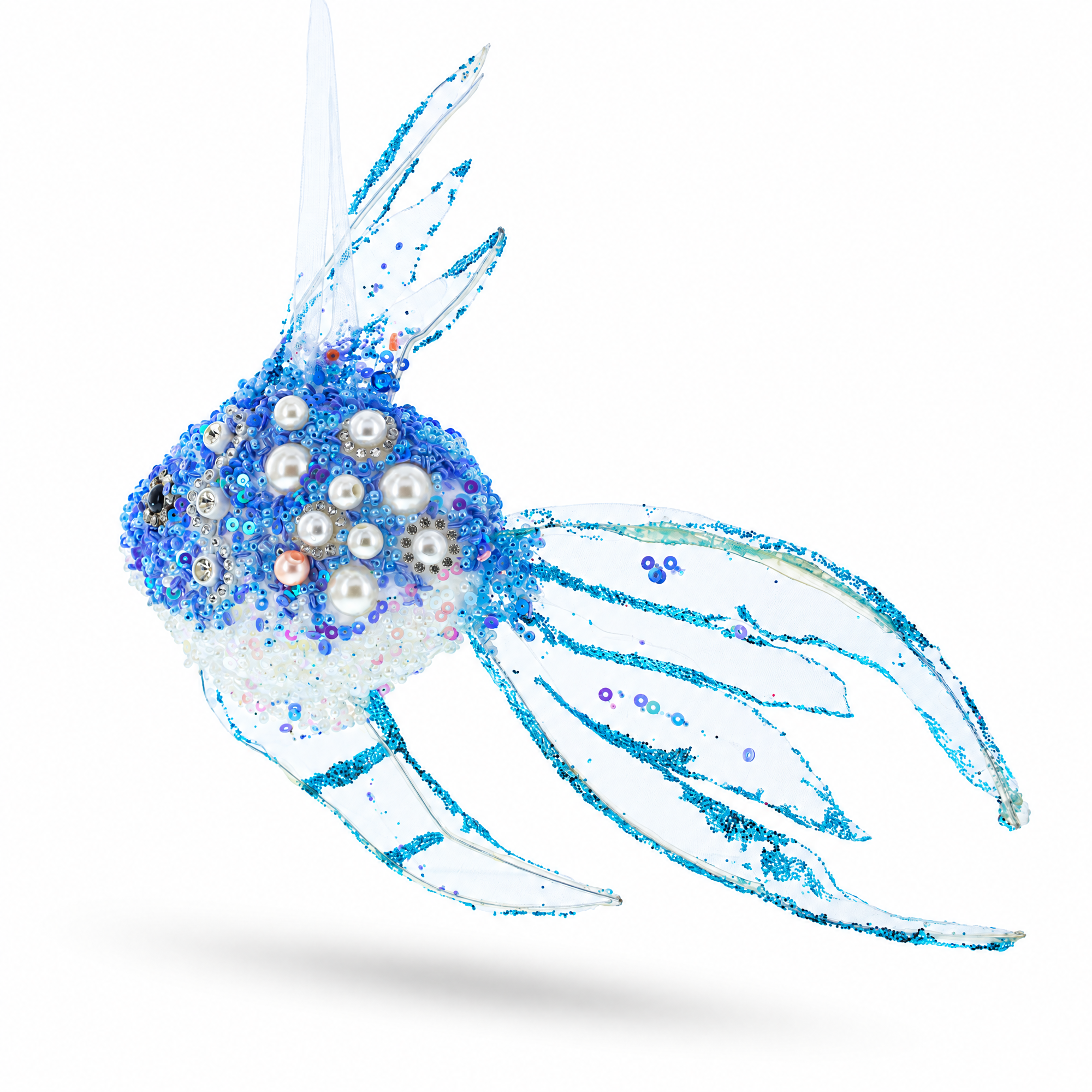 Blue Fish Glass Christmas Ornament