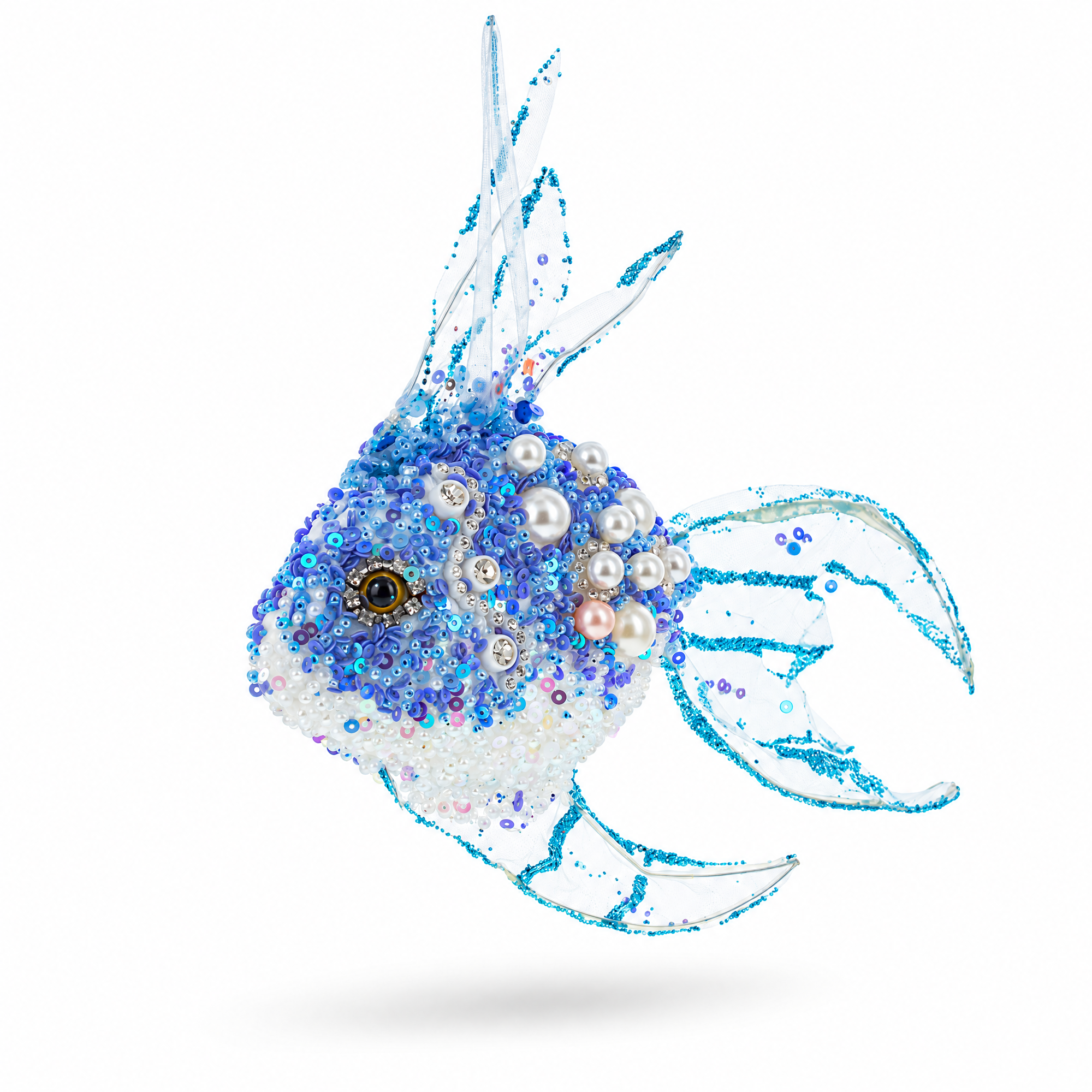 Blue Fish Glass Christmas Ornament