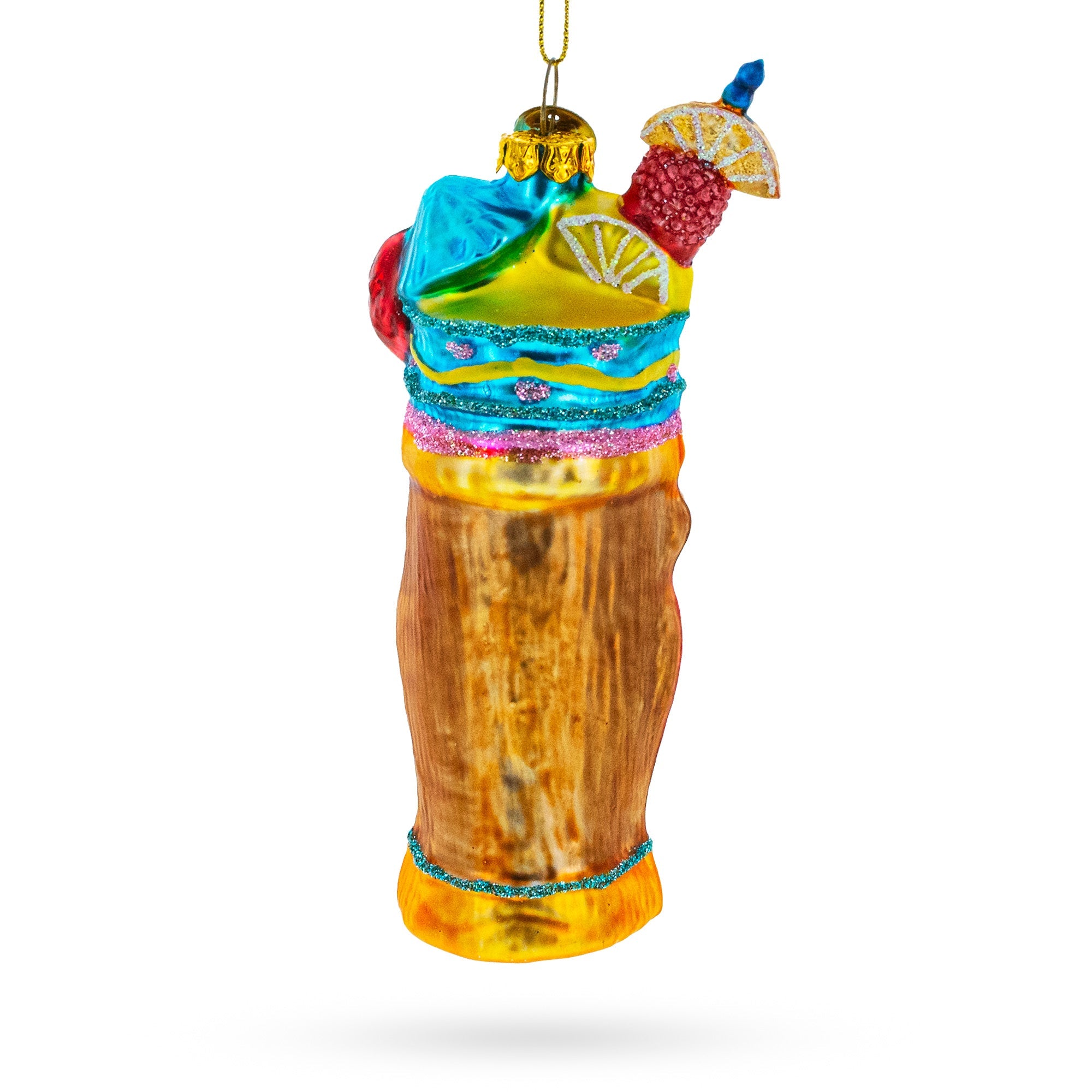 Tropical Tiki Cocktail Glass Christmas Ornament