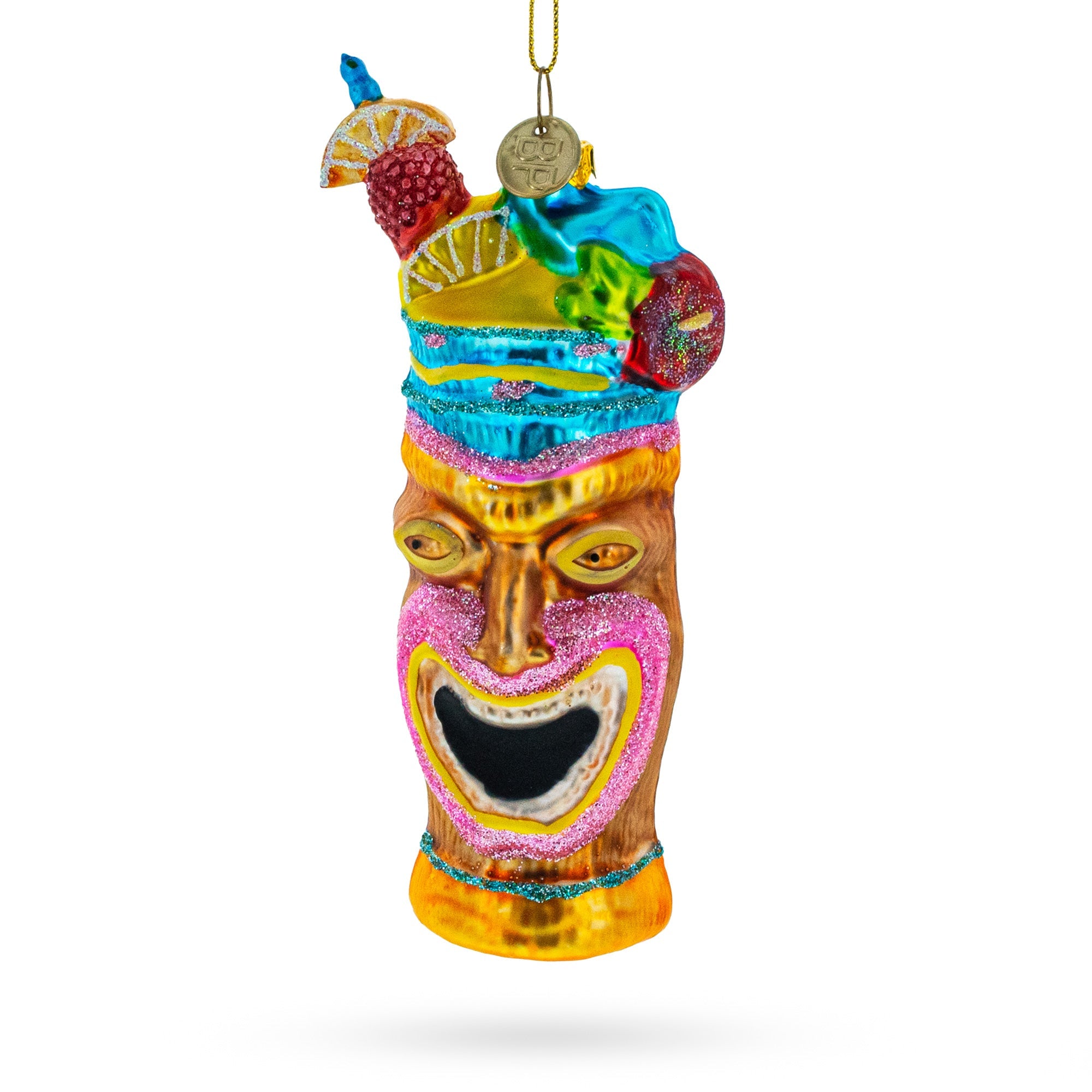 Tropical Tiki Cocktail Glass Christmas Ornament
