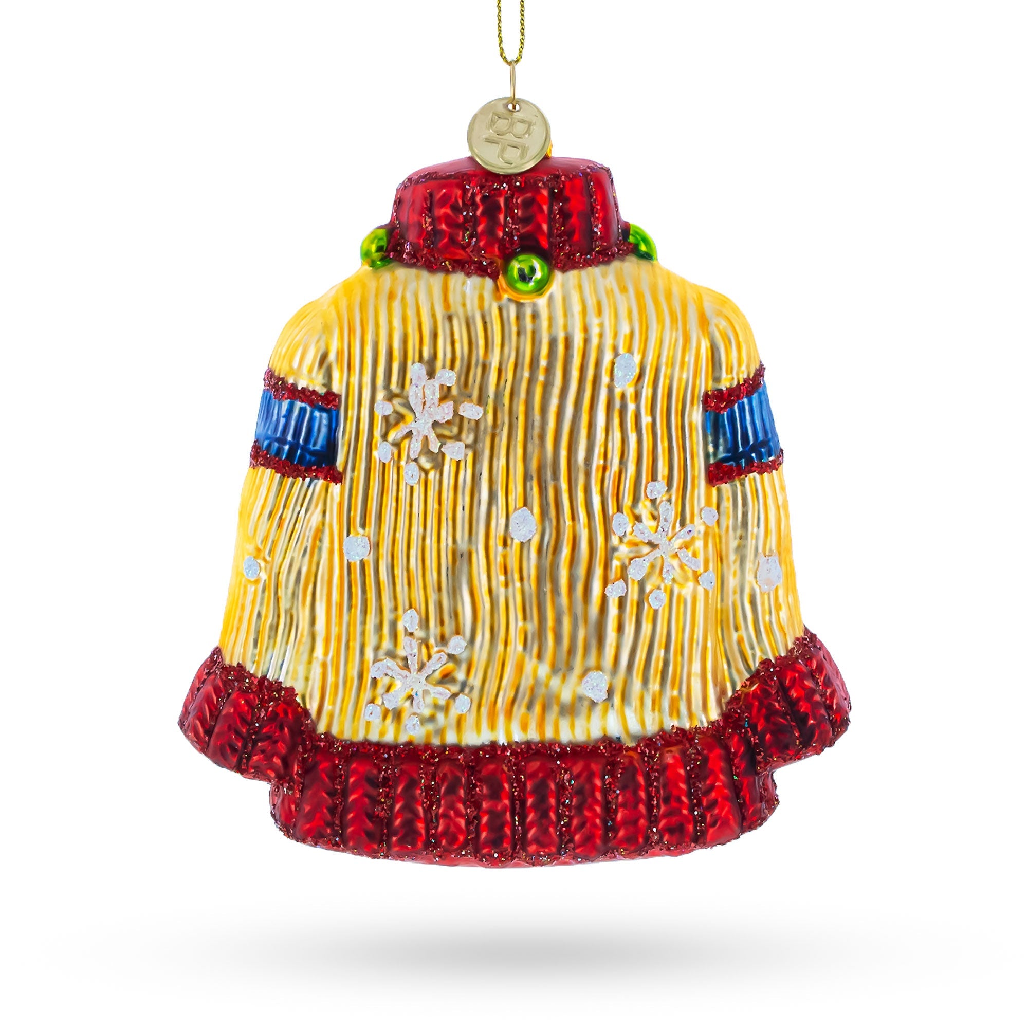 Festive Holiday Sweater Glass Christmas Ornament