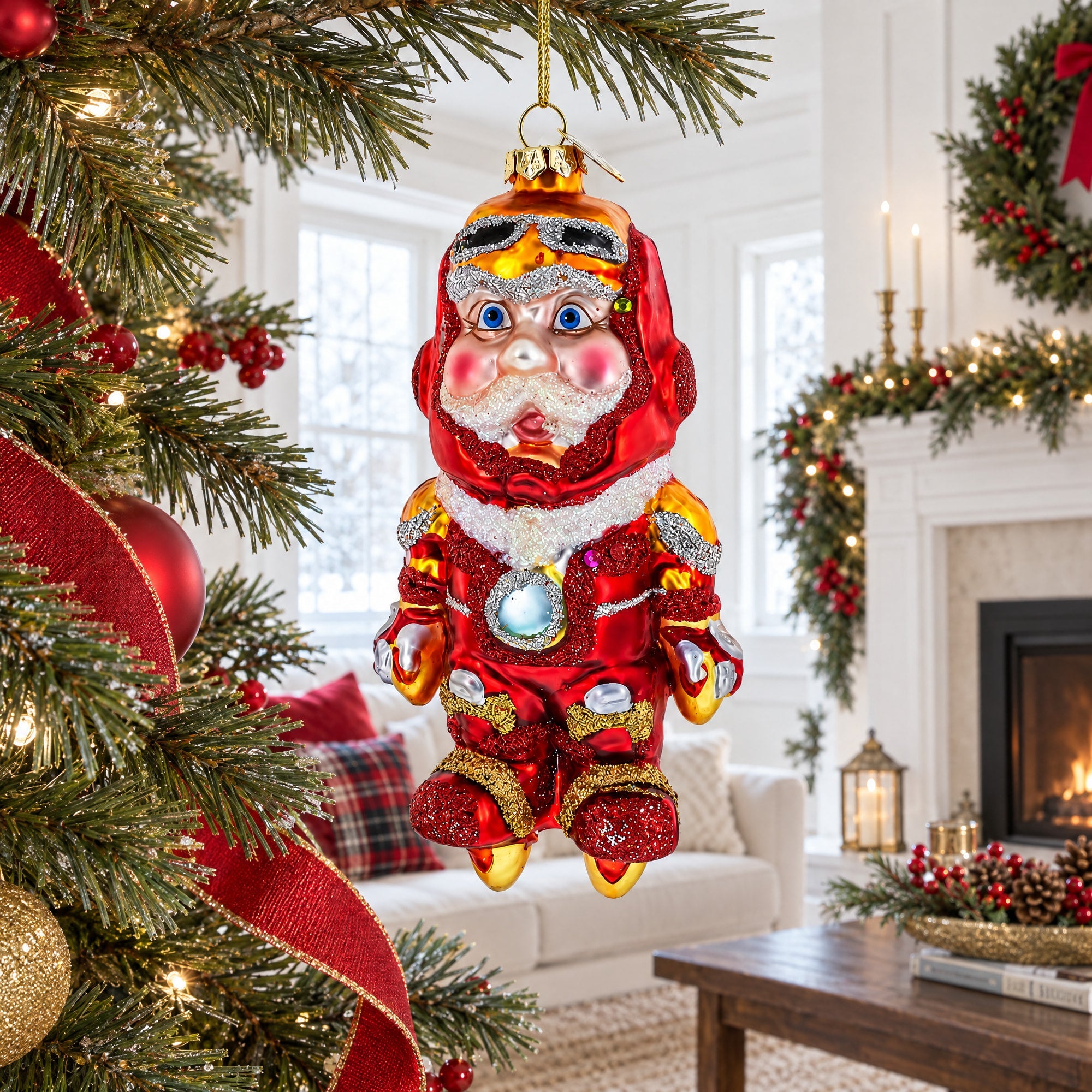 Aviator Pilot Glass Christmas Ornament