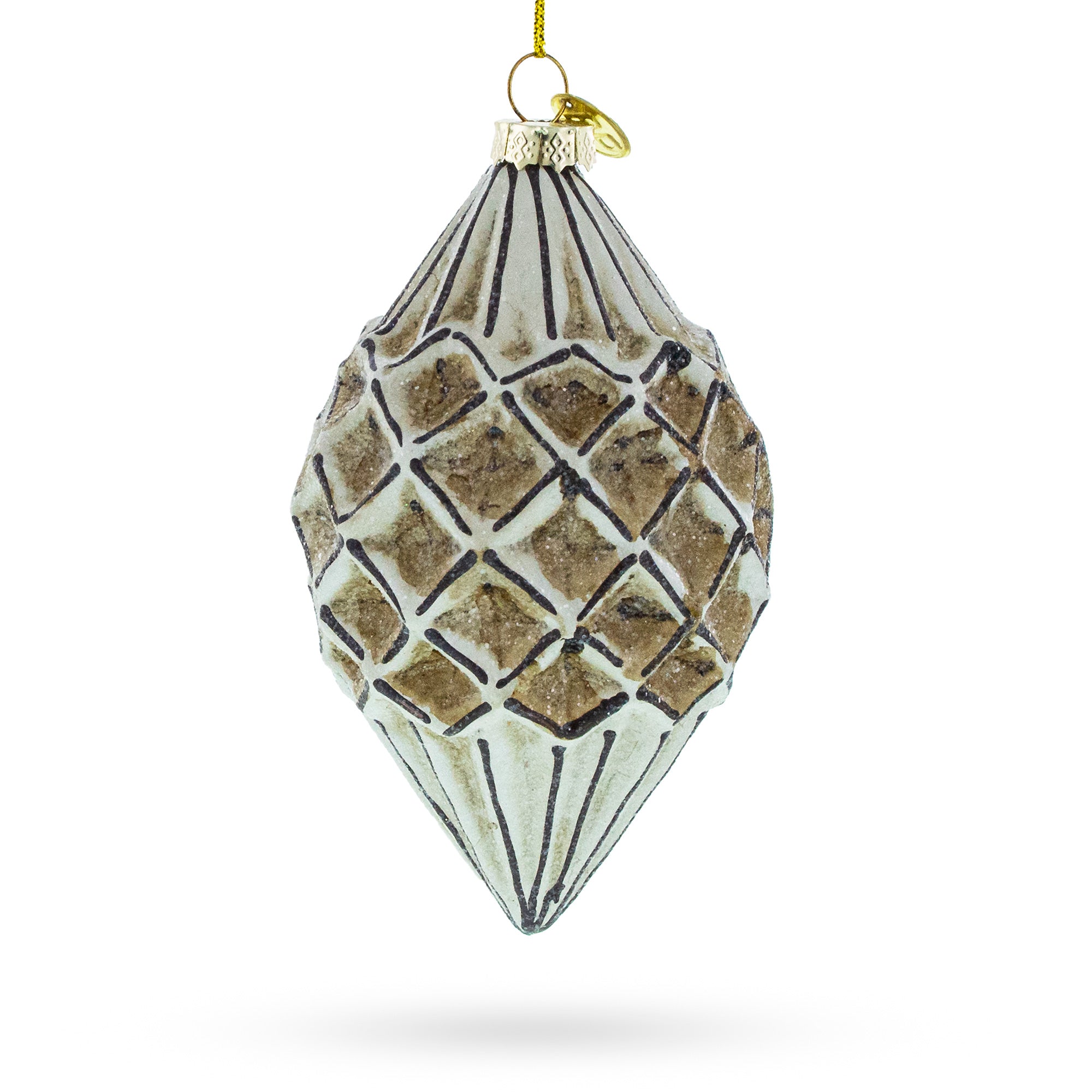Geometric Vintage-Style Rhombus Finial Glass Christmas Ornament