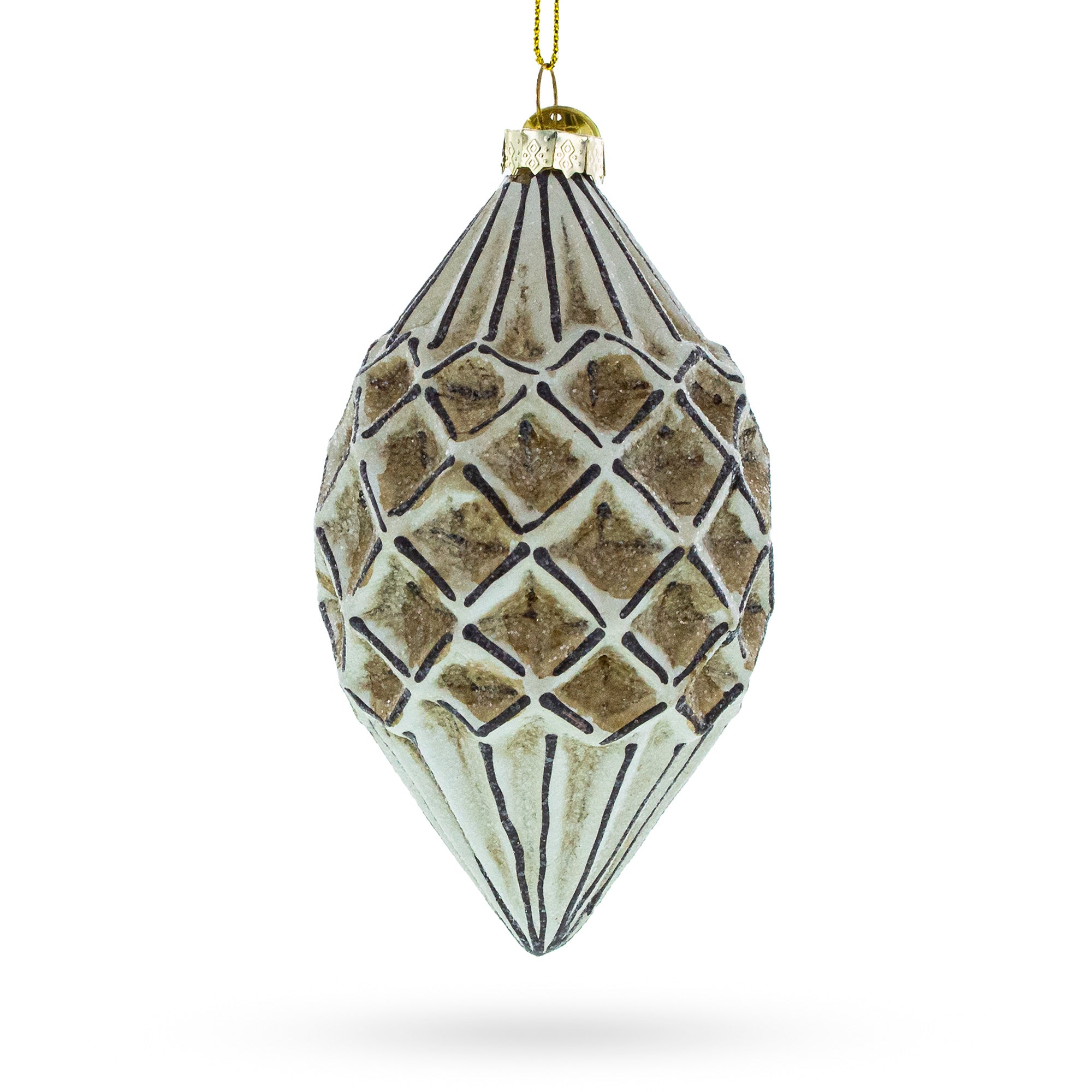 Geometric Vintage-Style Rhombus Finial Glass Christmas Ornament