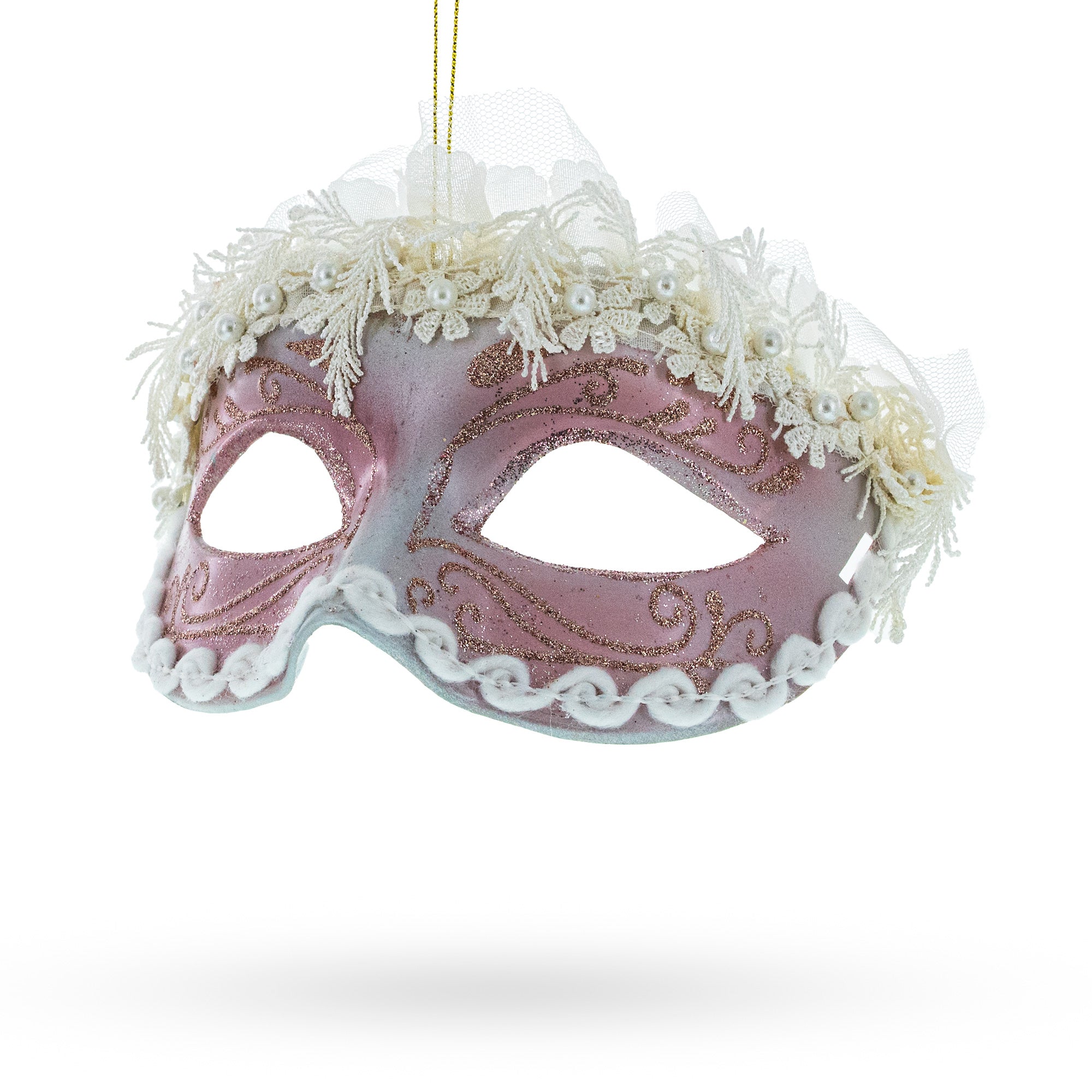 Whimsical Carnival Mask Glass Christmas Ornament