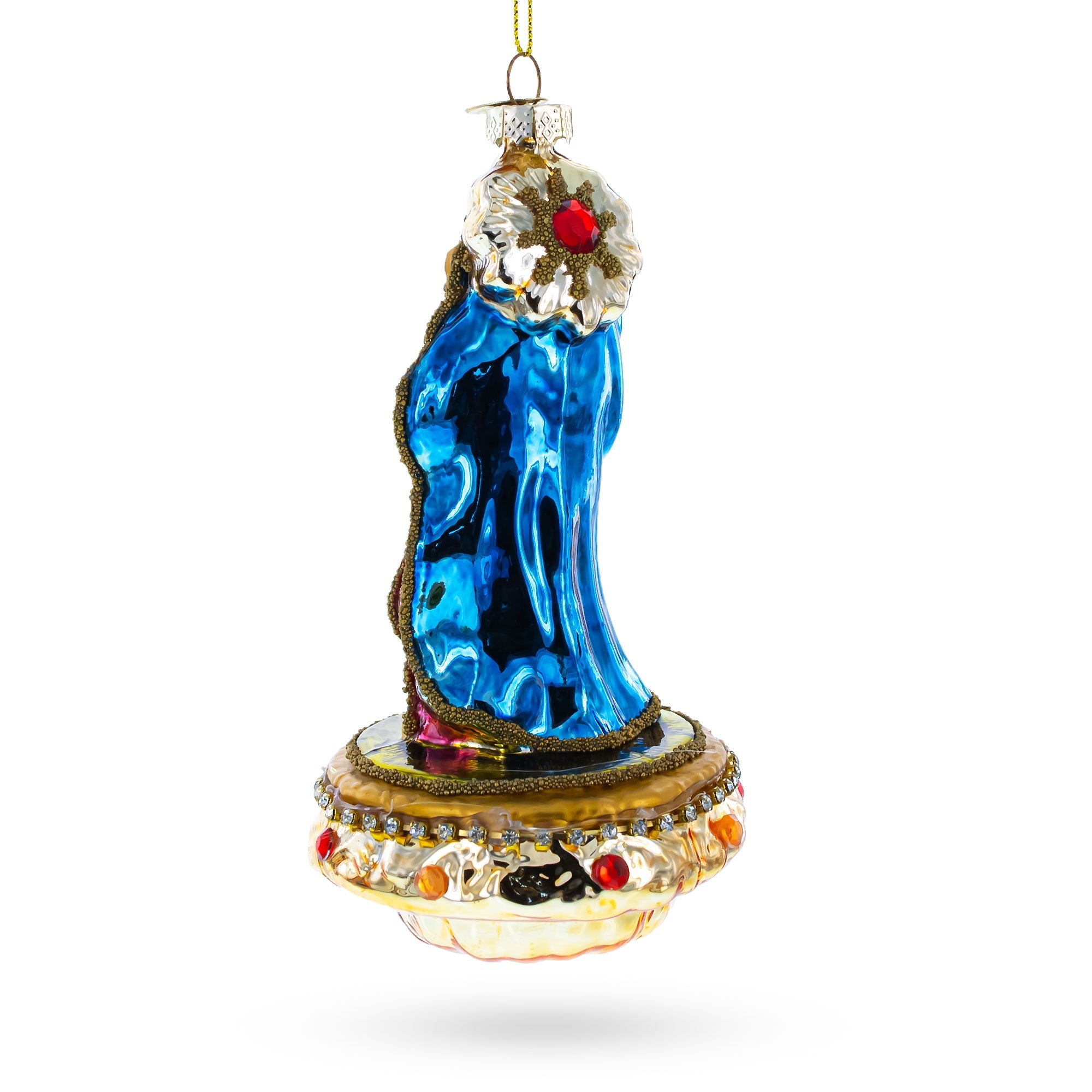 Reverent Virgin Mary with Baby Jesus Glass Christmas Ornament