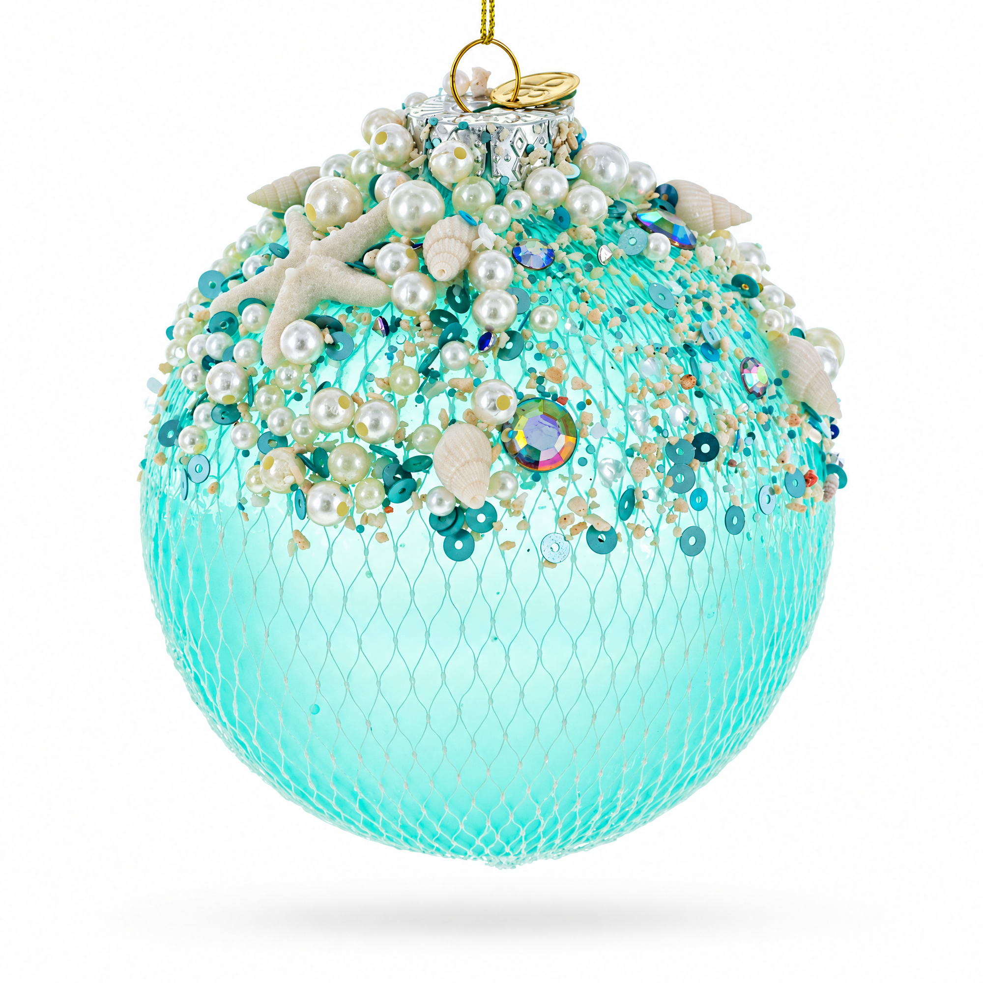Nautical-Themed Glass Christmas Ornament