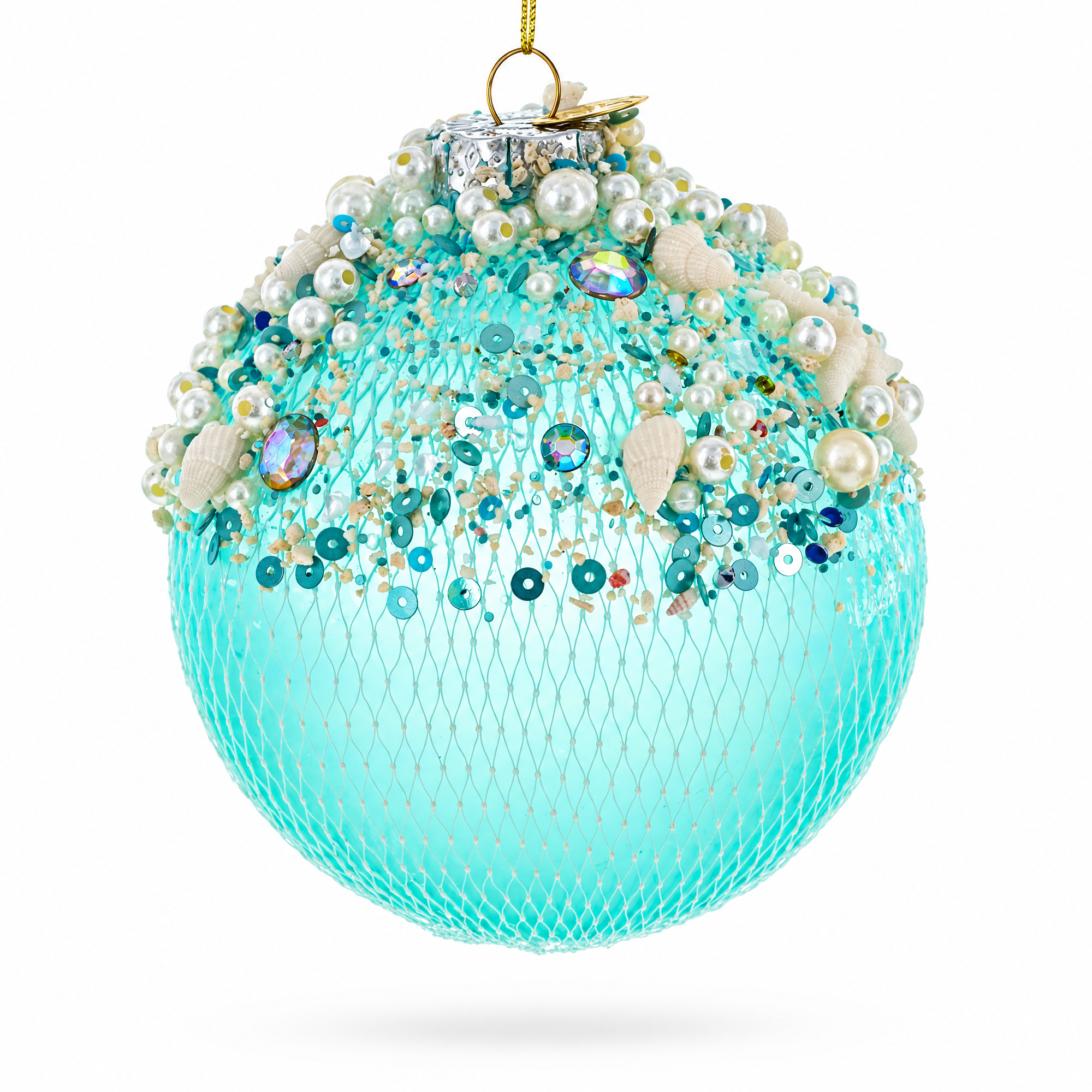Nautical-Themed Glass Christmas Ornament