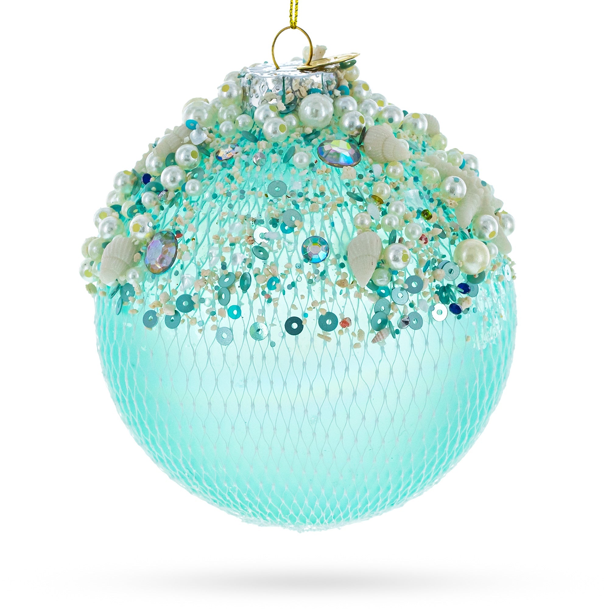 Nautical-Themed Glass Christmas Ornament