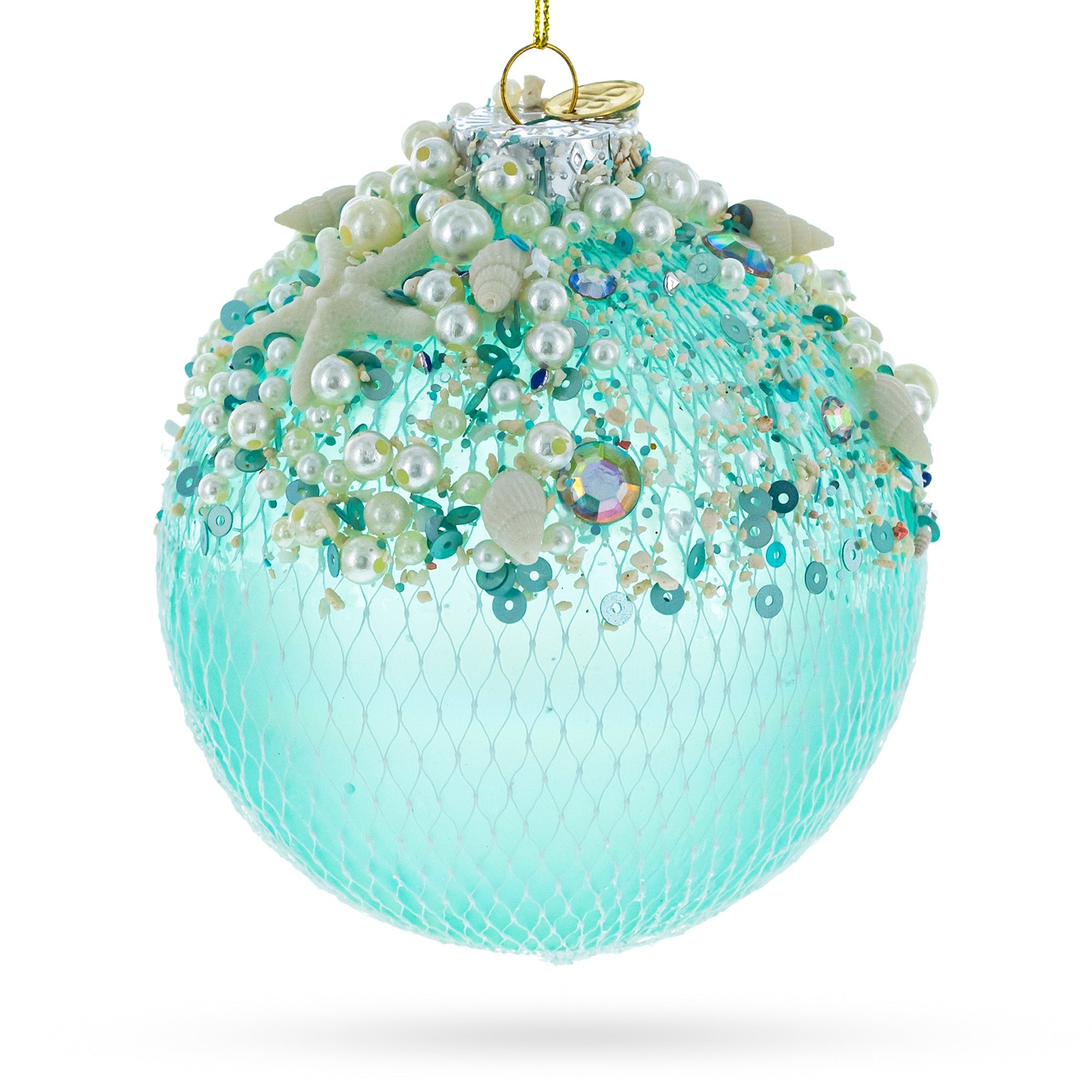 Nautical-Themed Glass Christmas Ornament