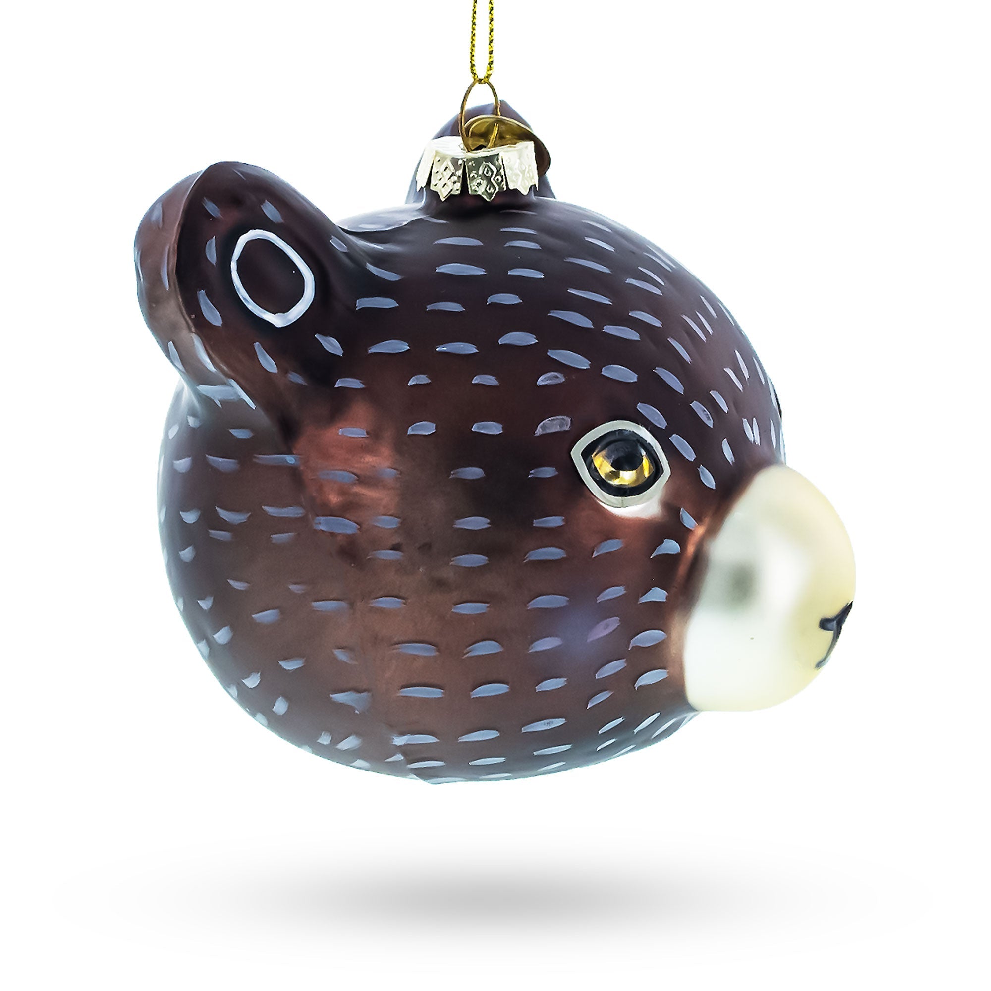Bear Head Whimsical Glass Christmas Ornament