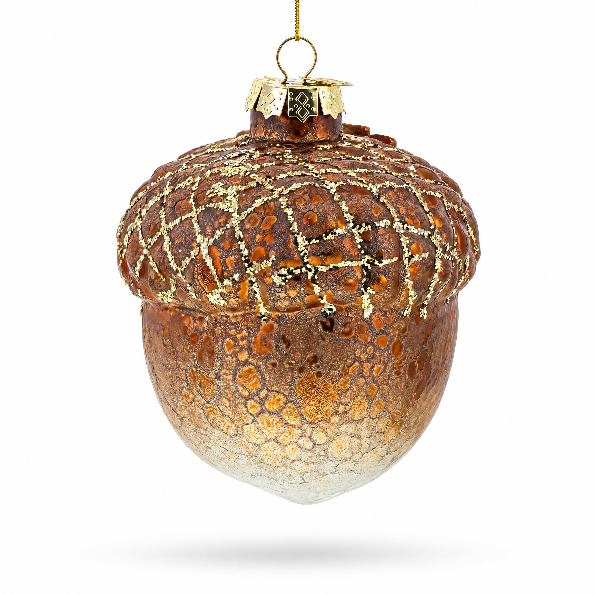 Acorn Rustic Glass Christmas Ornament