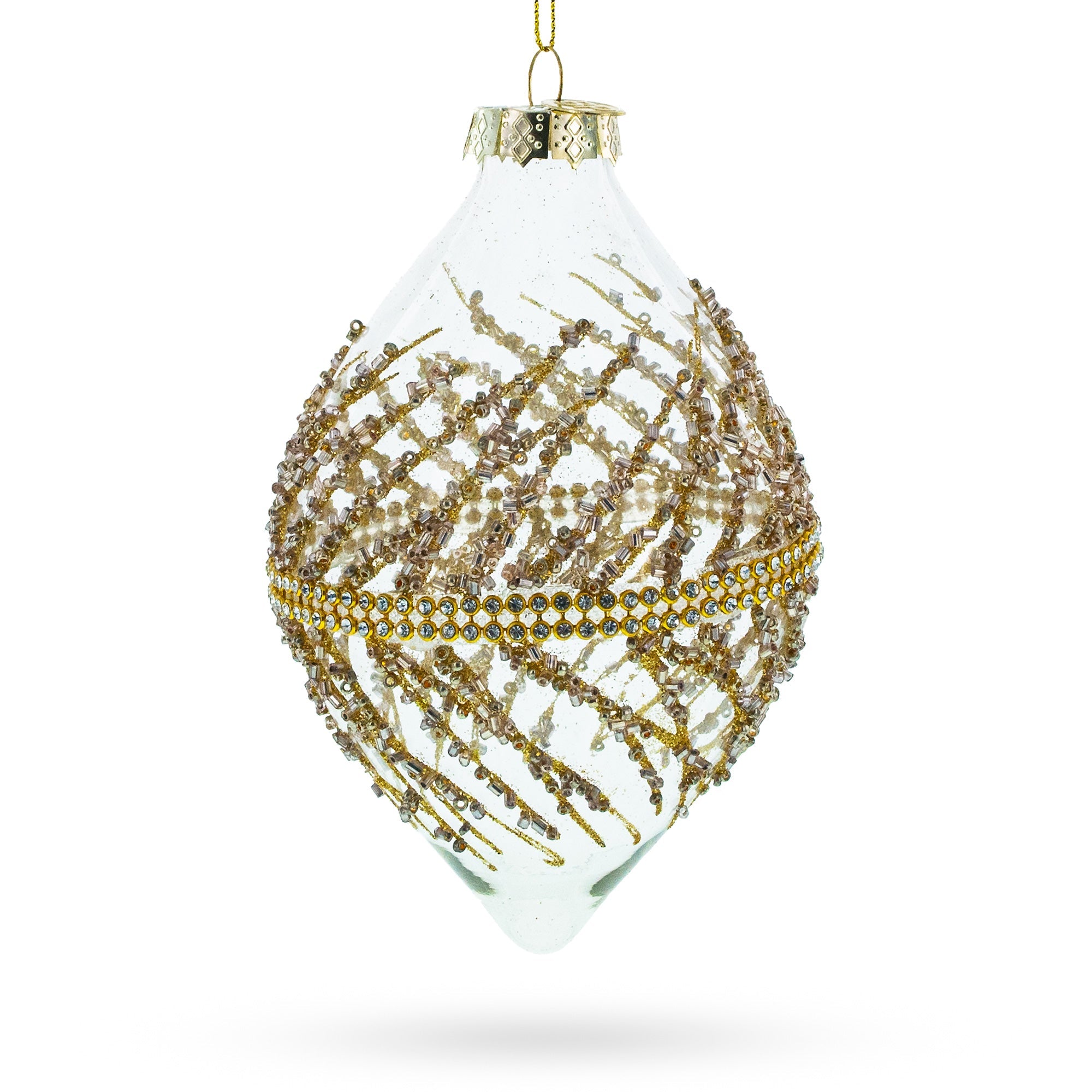 Golden Glitters on Clear Glass Radiant Glass Christmas Ornament