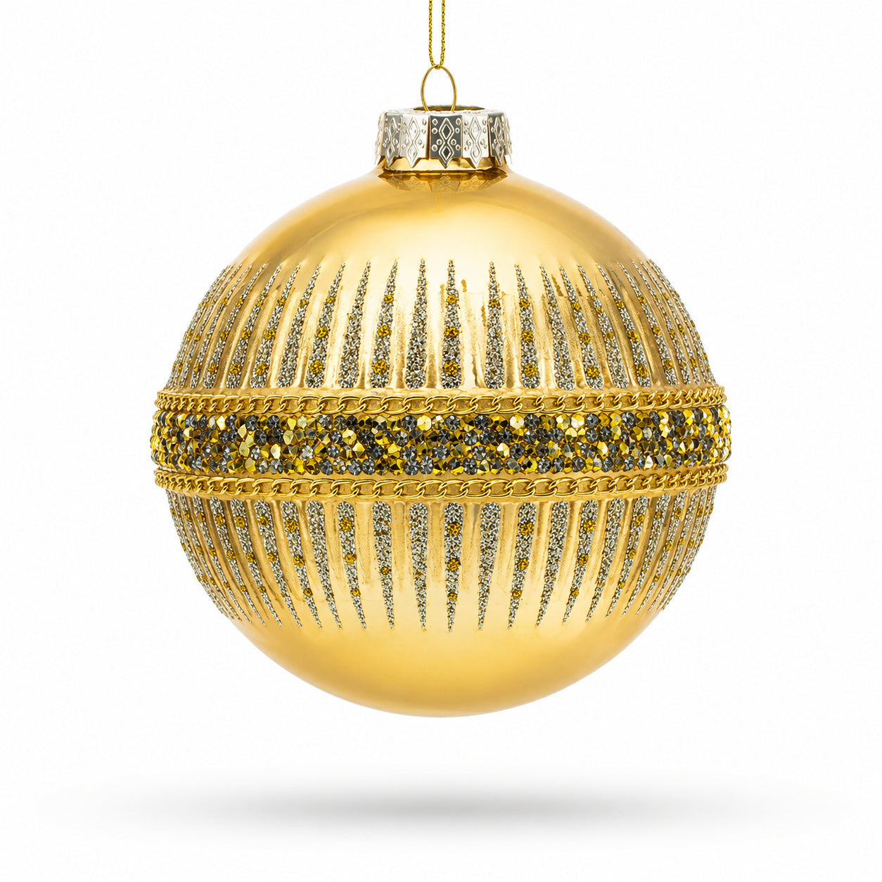 Glittering Gold Glass Christmas Ornament