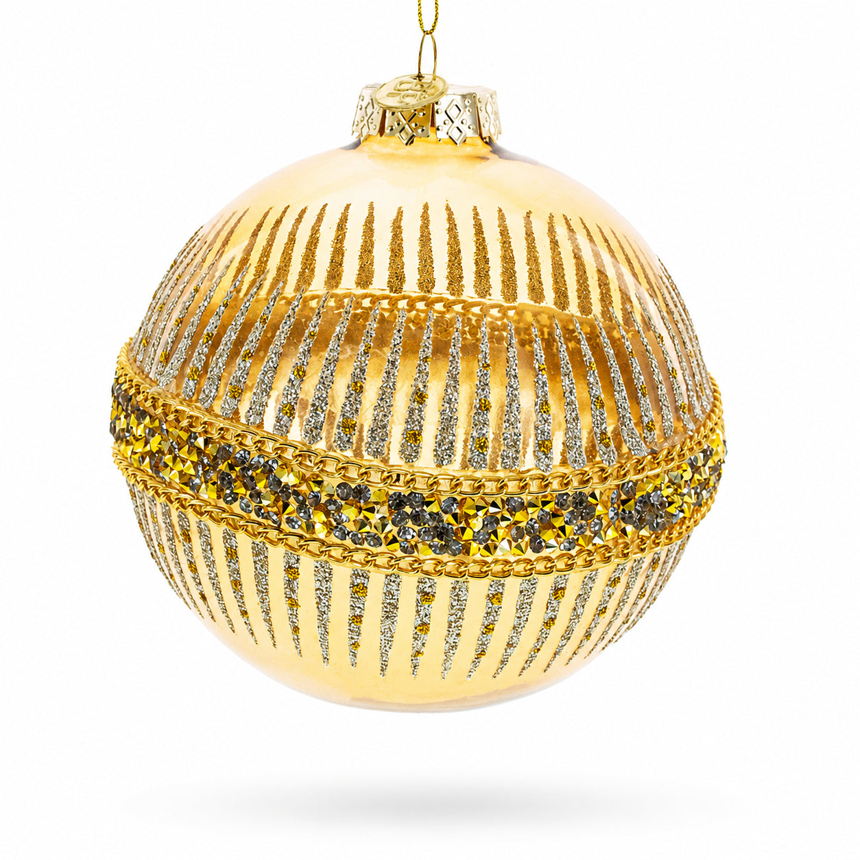 Glittering Gold Glass Christmas Ornament