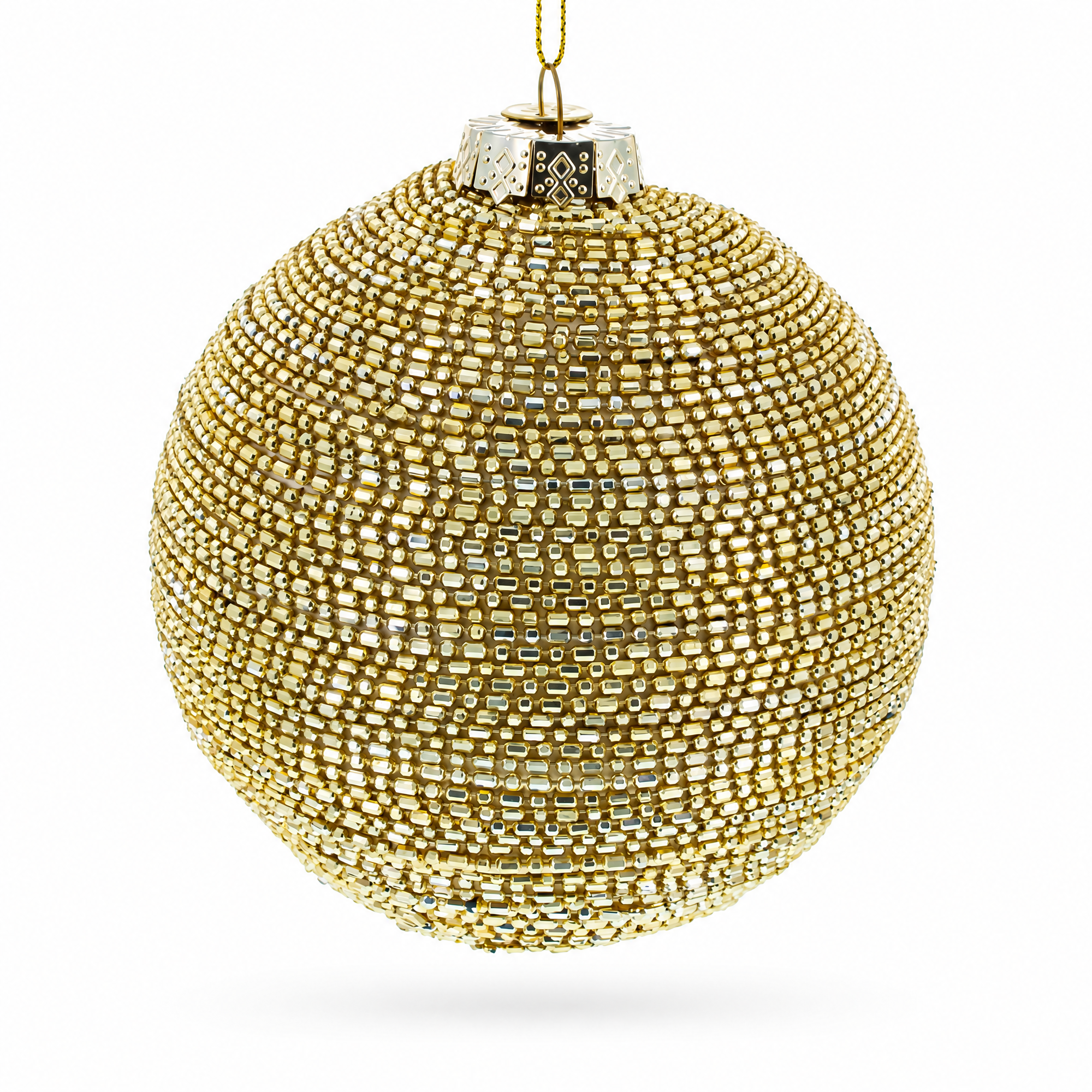 Beaded Gold Glass Ball -Glass Christmas Ornament