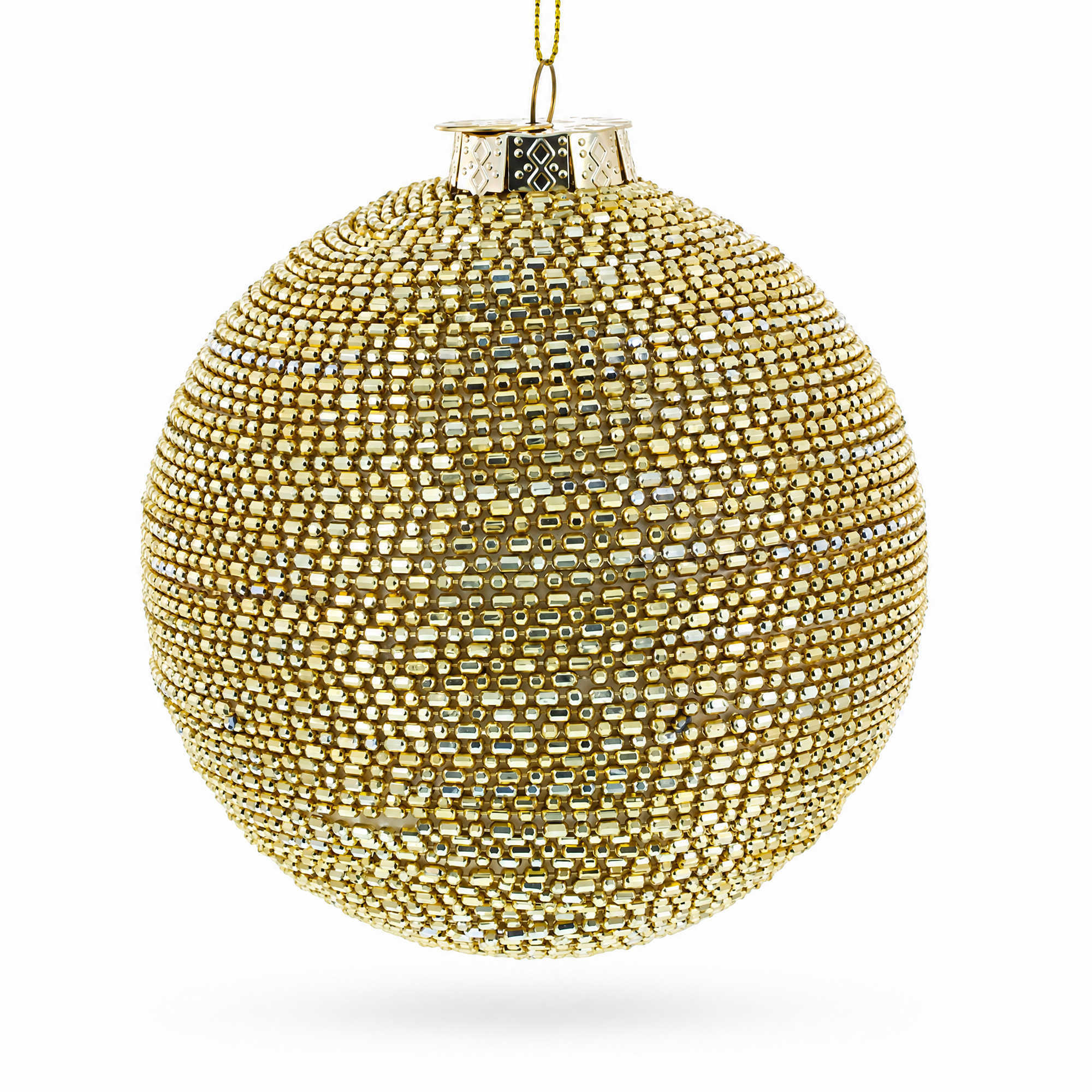 Beaded Gold Glass Ball -Glass Christmas Ornament