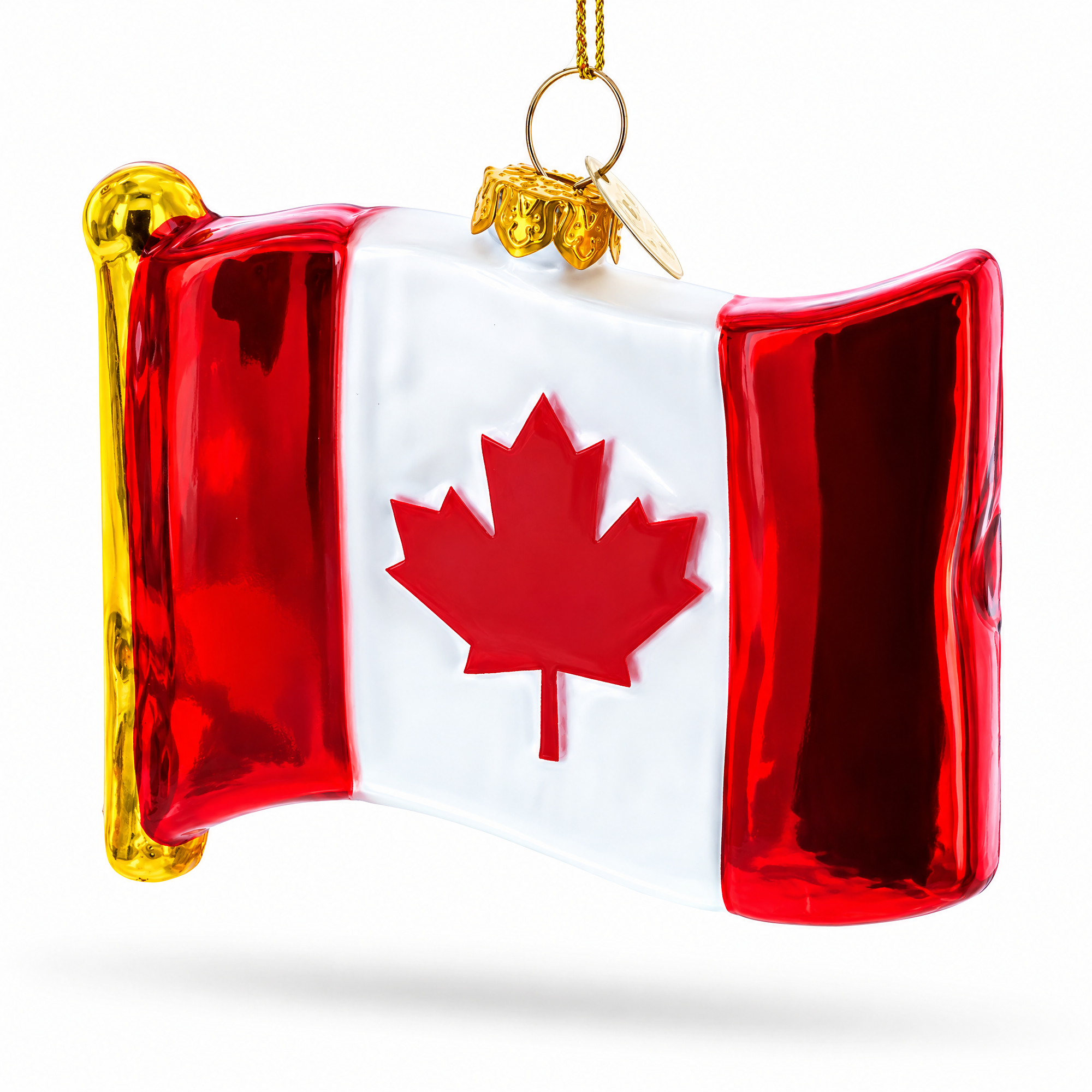 Waving Flag of Canada Glass Christmas Ornament