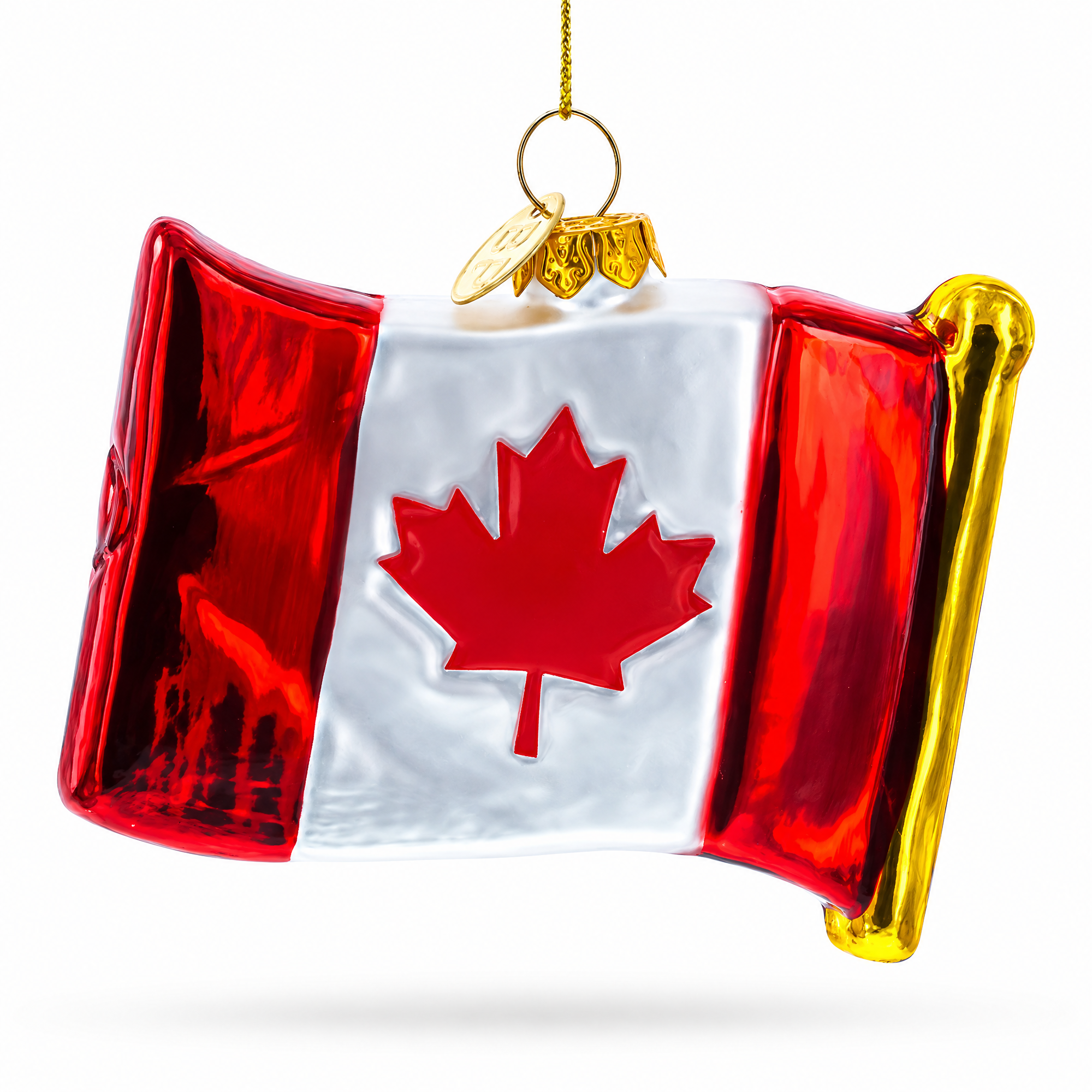 Waving Flag of Canada Glass Christmas Ornament