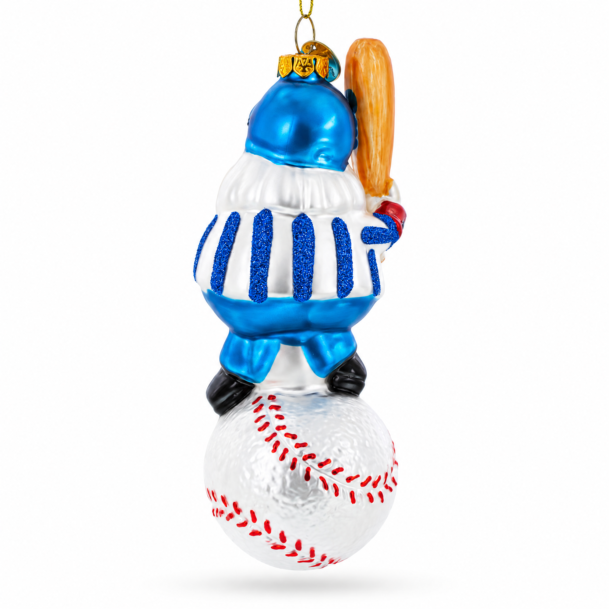 Santa the Baseball Player Glass Christmas Ornament