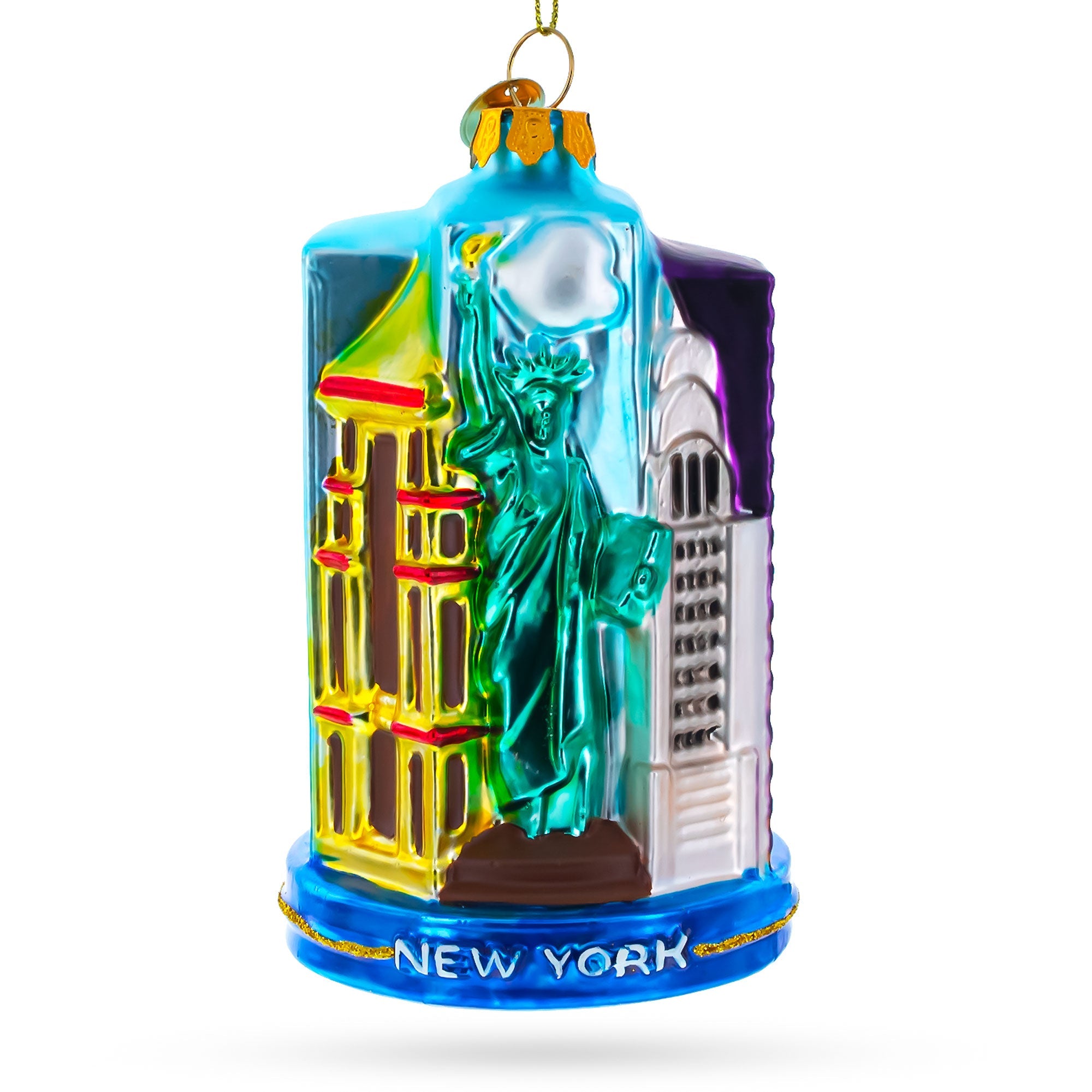 Landmarks of New York City Glass Christmas Ornament
