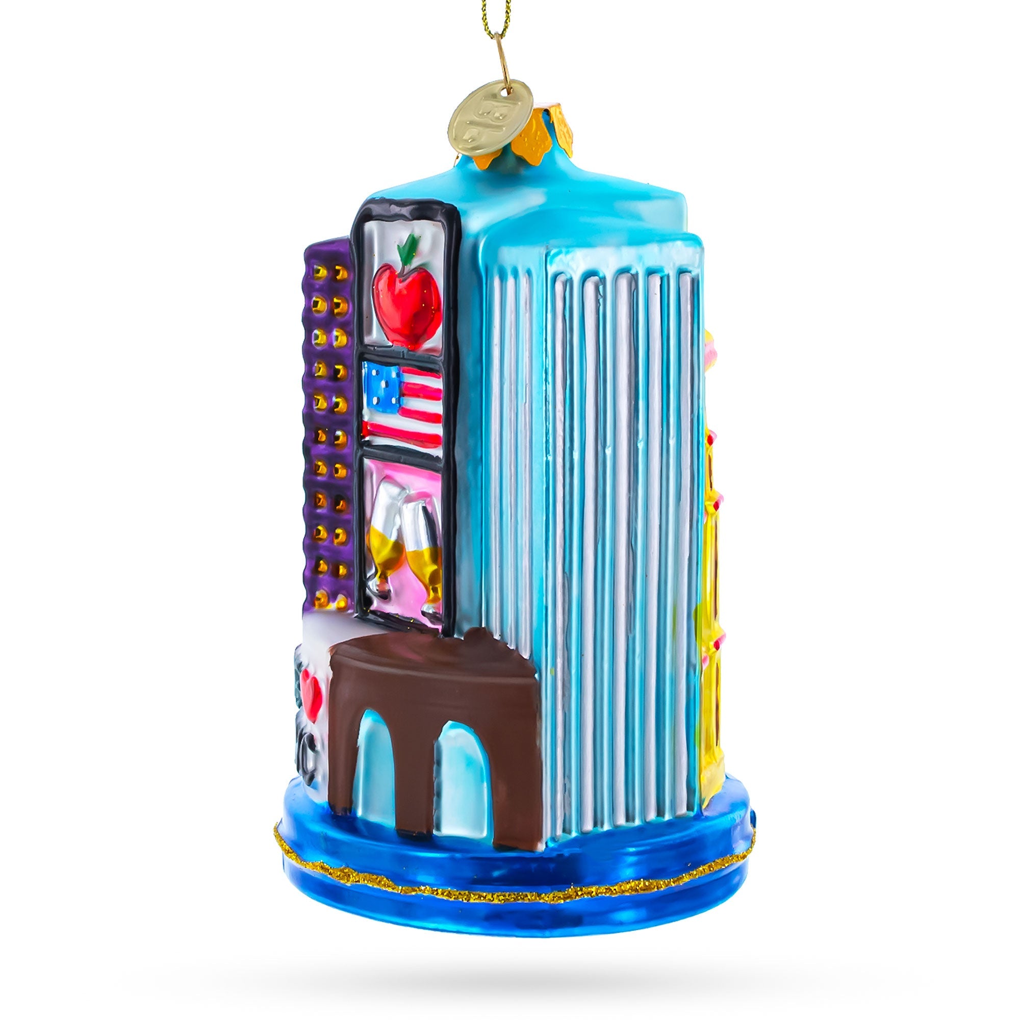 Landmarks of New York City Glass Christmas Ornament