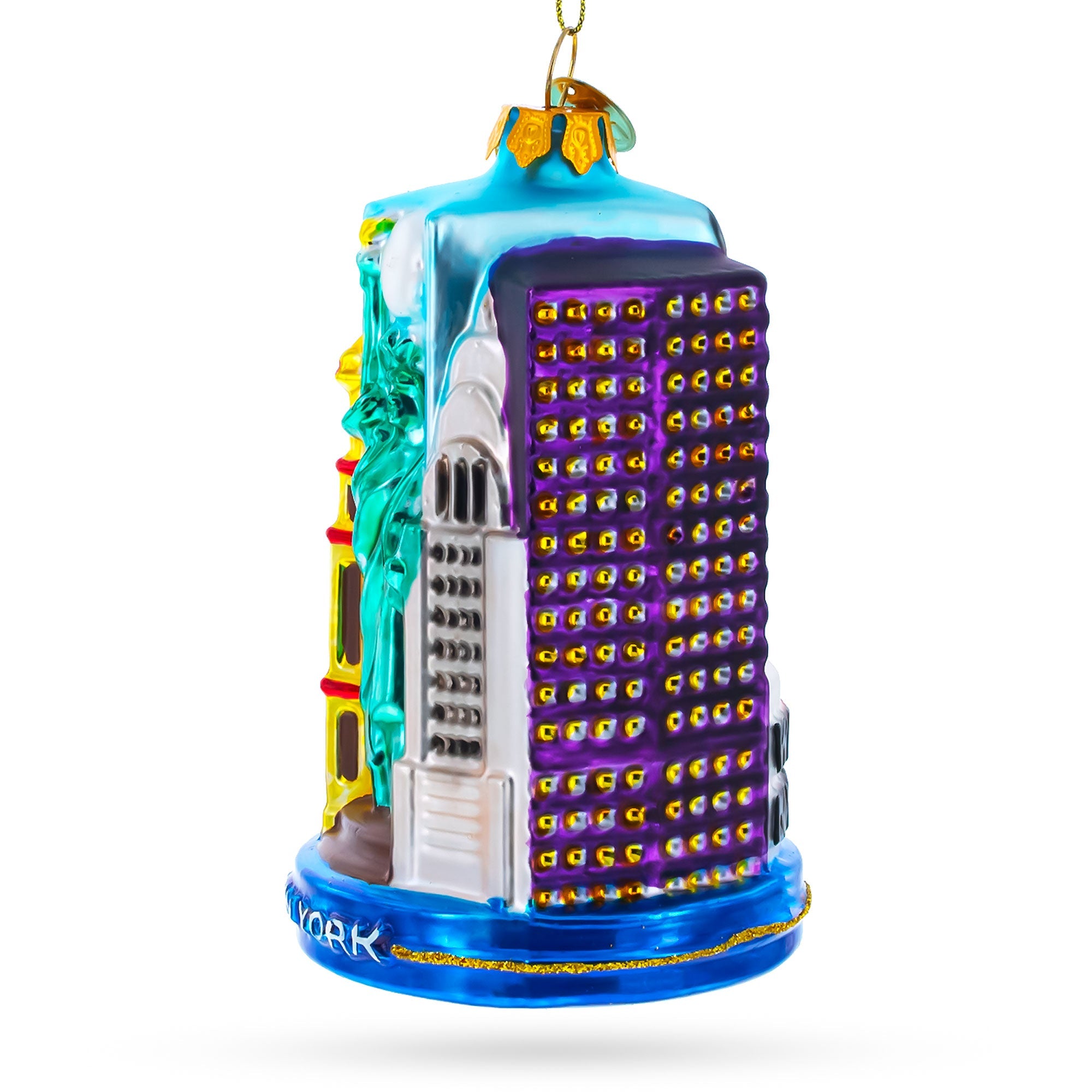 Landmarks of New York City Glass Christmas Ornament